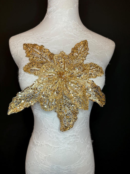Oversized Corsage Flower, Beaded, Sequined, 19 Colours, 12” Wide, Beaded Pin on Corsage, Bridal, Clothing, Dress, FAN Design, FAN Design