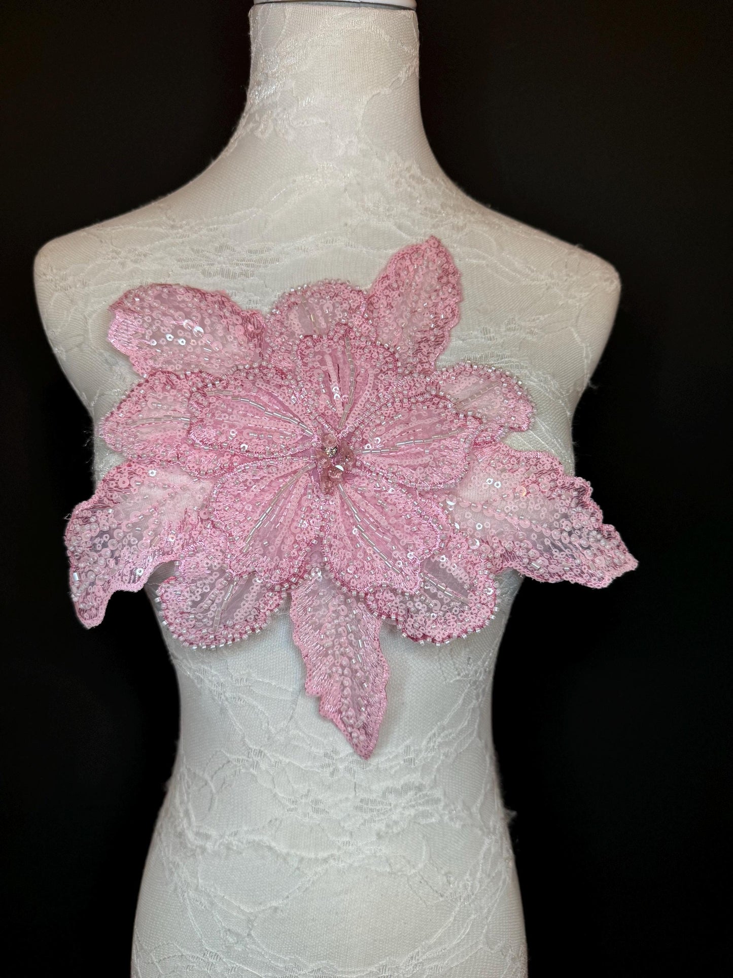 Oversized Corsage Flower, Beaded, Sequined, 19 Colours, 12” Wide, Beaded Pin on Corsage, Bridal, Clothing, Dress, FAN Design, FAN Design