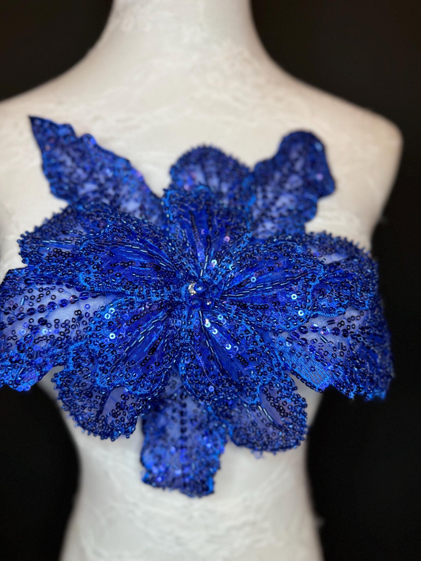 Oversized Corsage Flower, Beaded, Sequined, 19 Colours, 12” Wide, Beaded Pin on Corsage, Bridal, Clothing, Dress, FAN Design, FAN Design