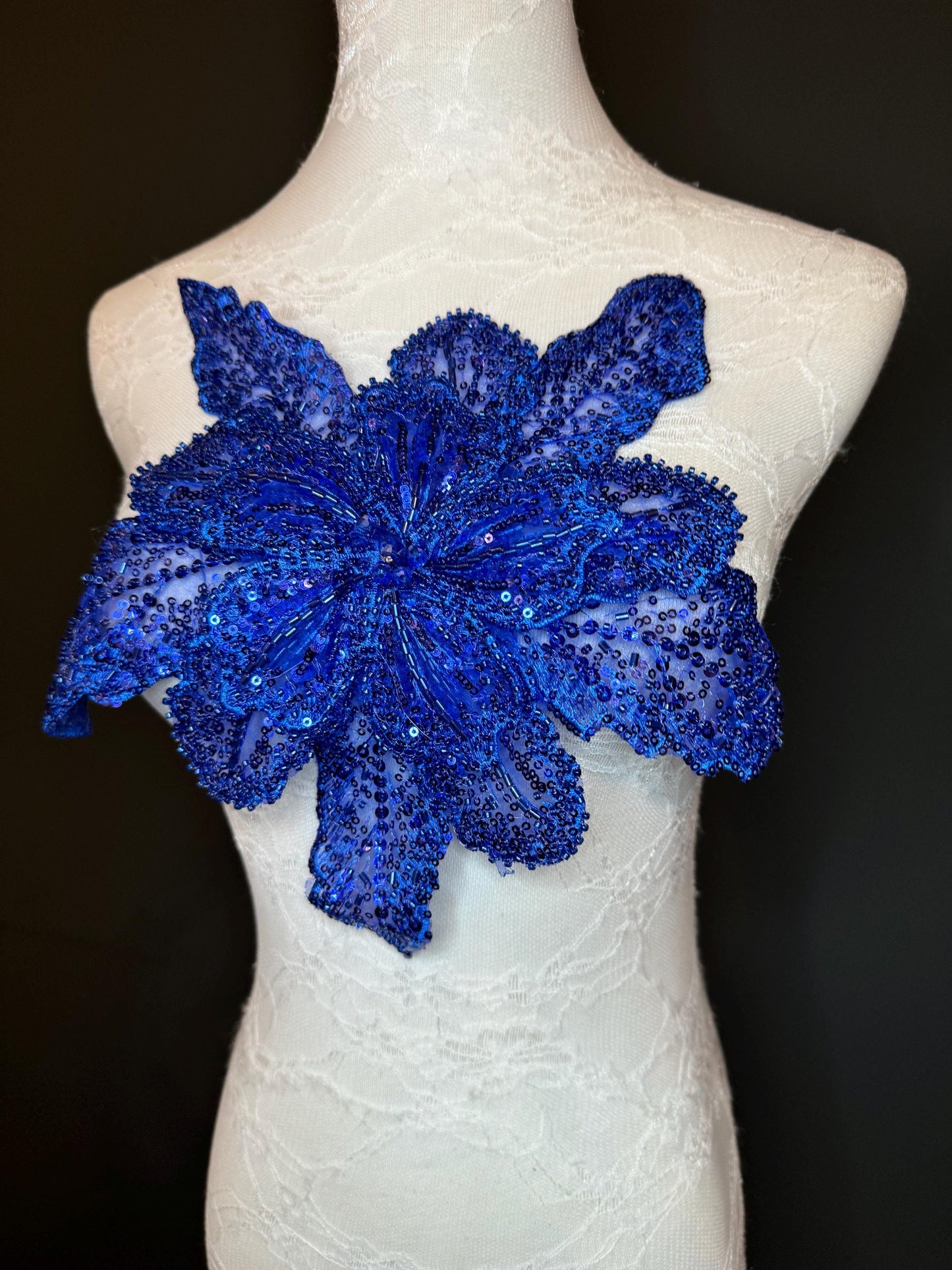 Oversized Corsage Flower, Beaded, Sequined, 19 Colours, 12” Wide, Beaded Pin on Corsage, Bridal, Clothing, Dress, FAN Design, FAN Design