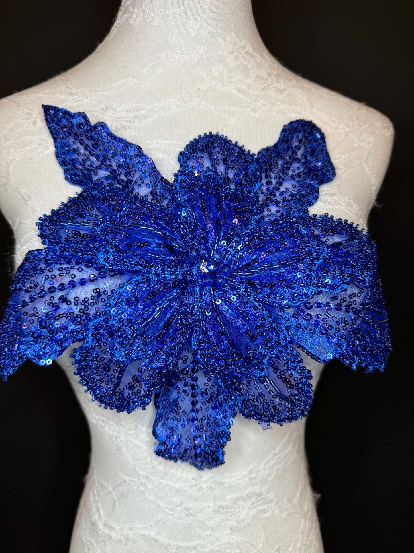 Oversized Corsage Flower, Beaded, Sequined, 19 Colours, 12” Wide, Beaded Pin on Corsage, Bridal, Clothing, Dress, FAN Design, FAN Design