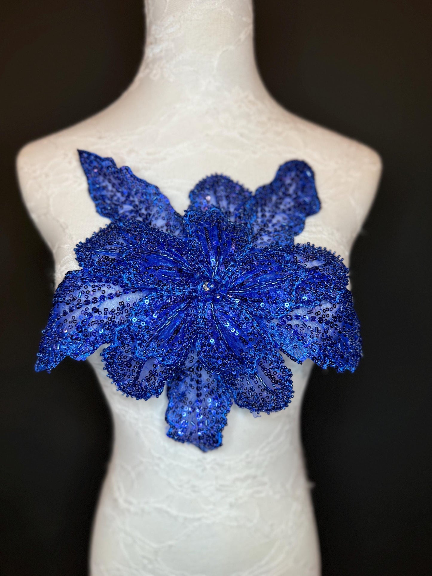 Oversized Corsage Flower, Beaded, Sequined, 19 Colours, 12” Wide, Beaded Pin on Corsage, Bridal, Clothing, Dress, FAN Design, FAN Design