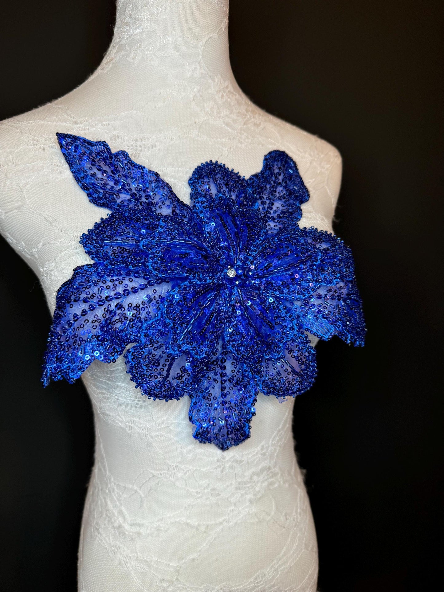 Oversized Corsage Flower, Beaded, Sequined, 19 Colours, 12” Wide, Beaded Pin on Corsage, Bridal, Clothing, Dress, FAN Design, FAN Design