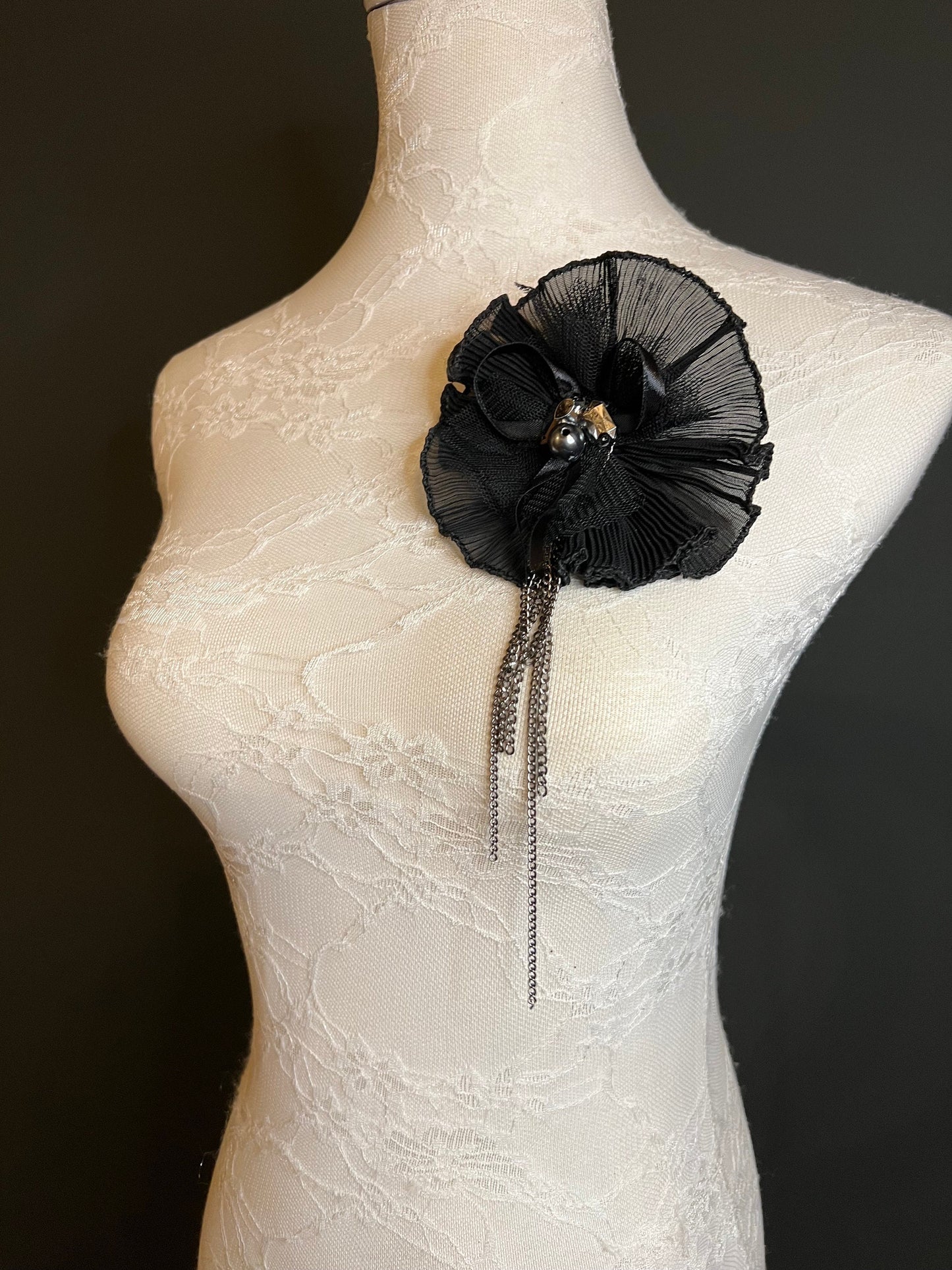 Pin on Black Corsage, Brooch, pin on brooch, corsage flower pin on, black, Bags, Dress, Hat, Pin on corsage, Gift, FAN Design