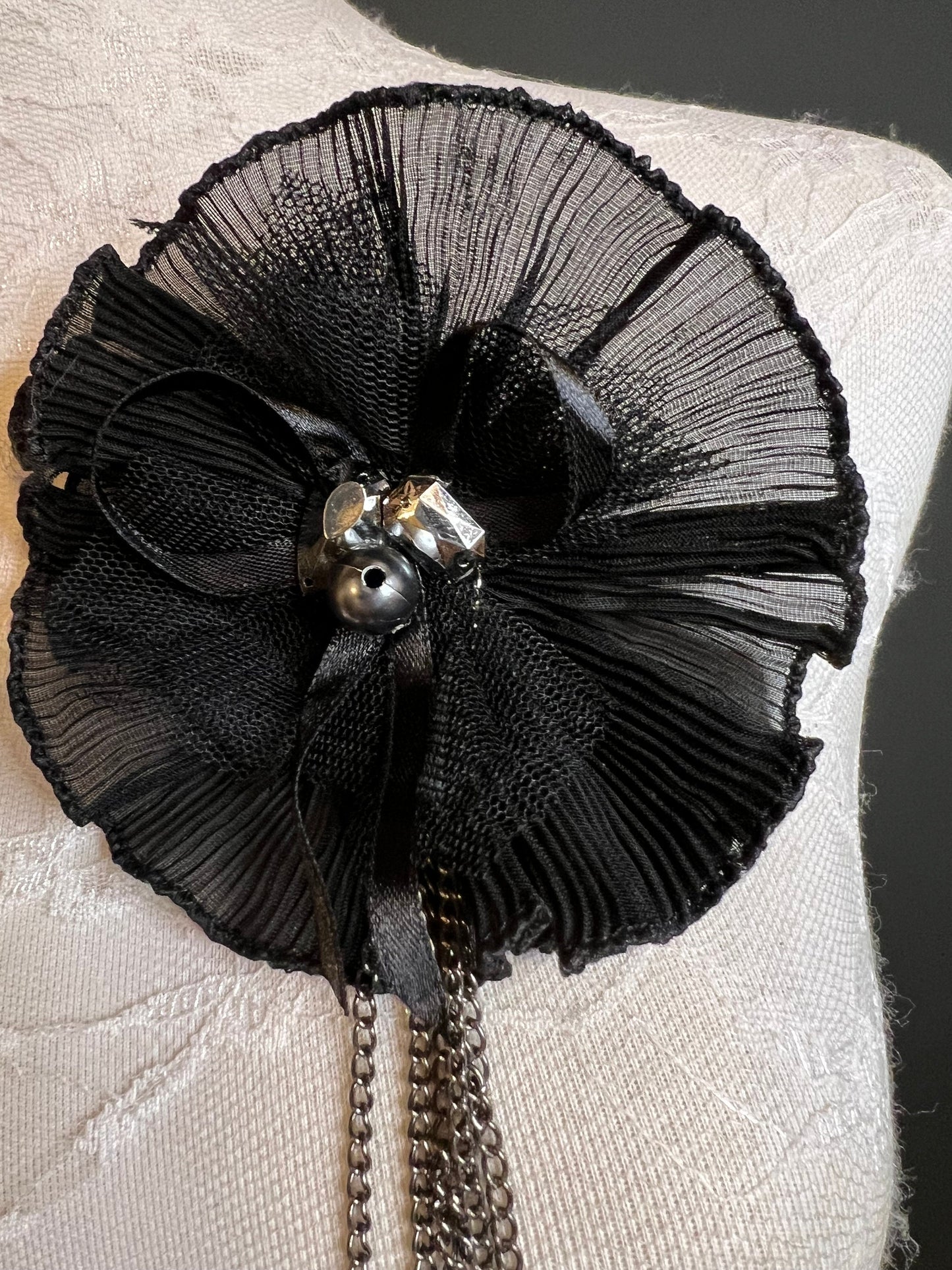 Pin on Black Corsage, Brooch, pin on brooch, corsage flower pin on, black, Bags, Dress, Hat, Pin on corsage, Gift, FAN Design