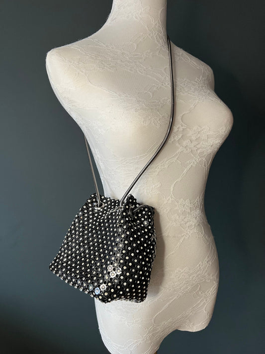 Rhinestone Chainmail Black Handbag, Quality Handbag, Chainmail, Diamanté, Fashionable Bag