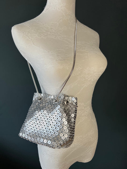 Rhinestone Chainmail Silver Handbag, Quality Handbag, Chainmail, Diamanté, Fashionable Bag, Silver