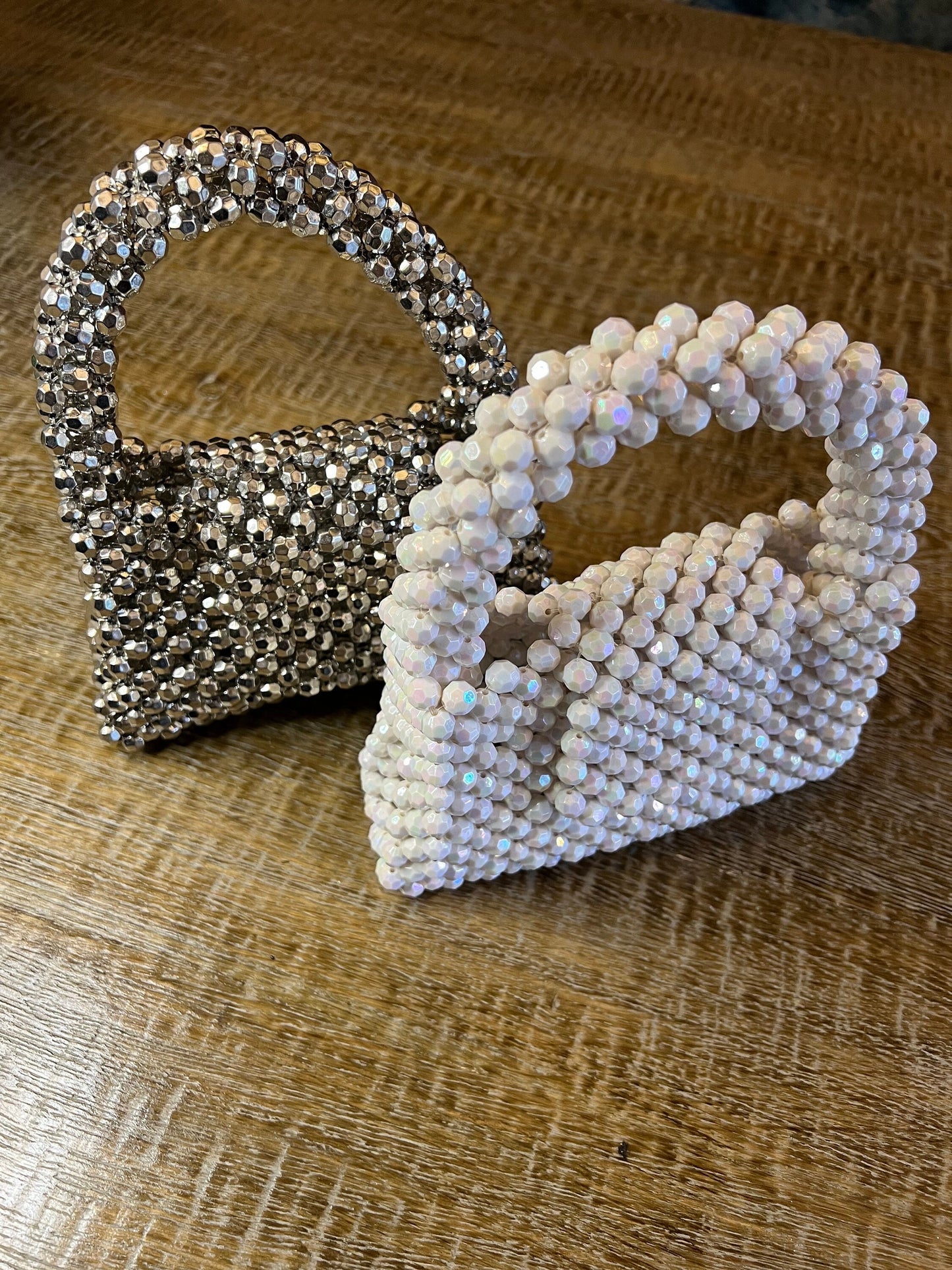 Handmade Faceted Crystal Beaded Handbag, Prom Accessory