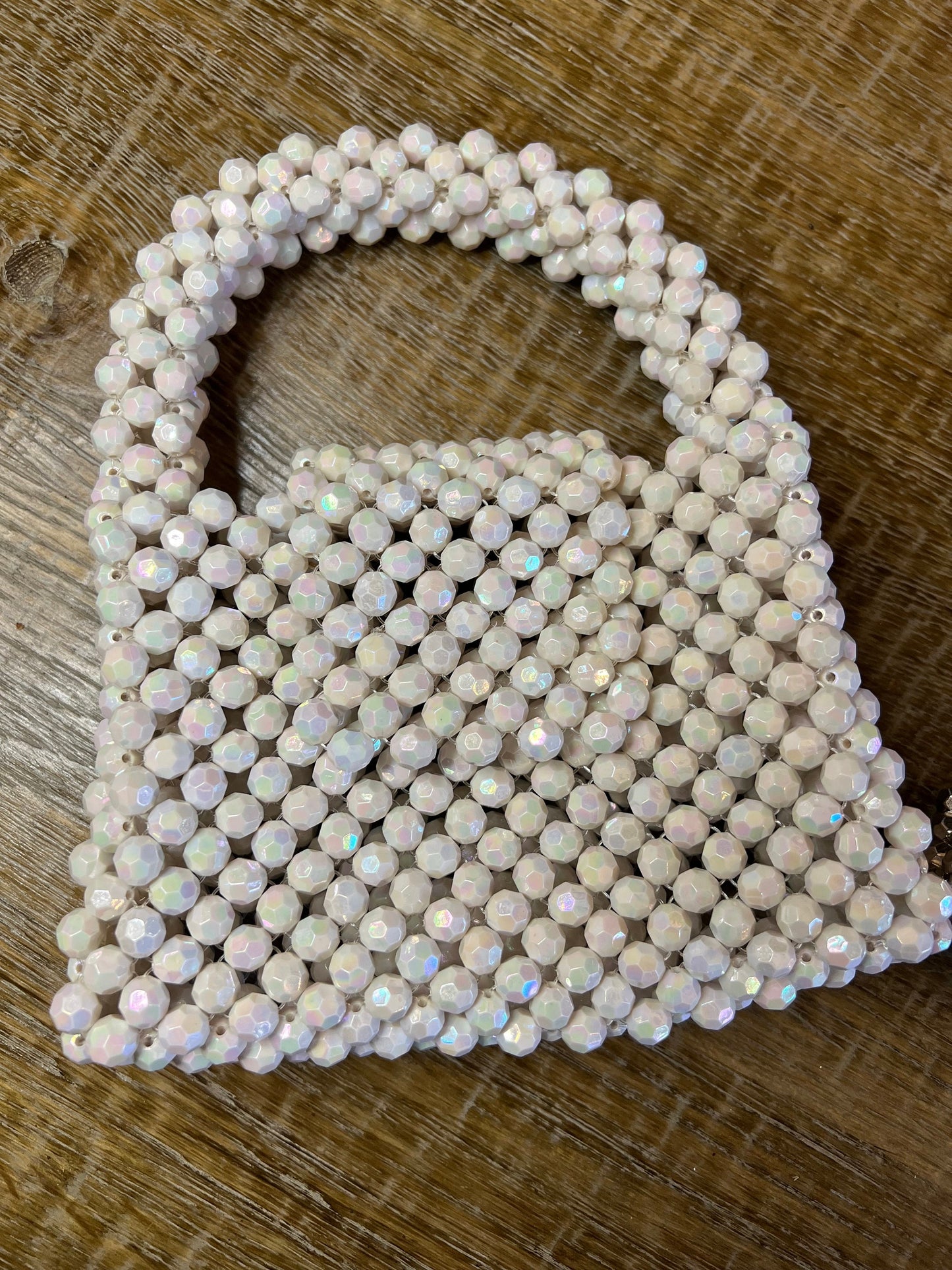 Handmade Faceted Crystal Beaded Handbag, Prom Accessory