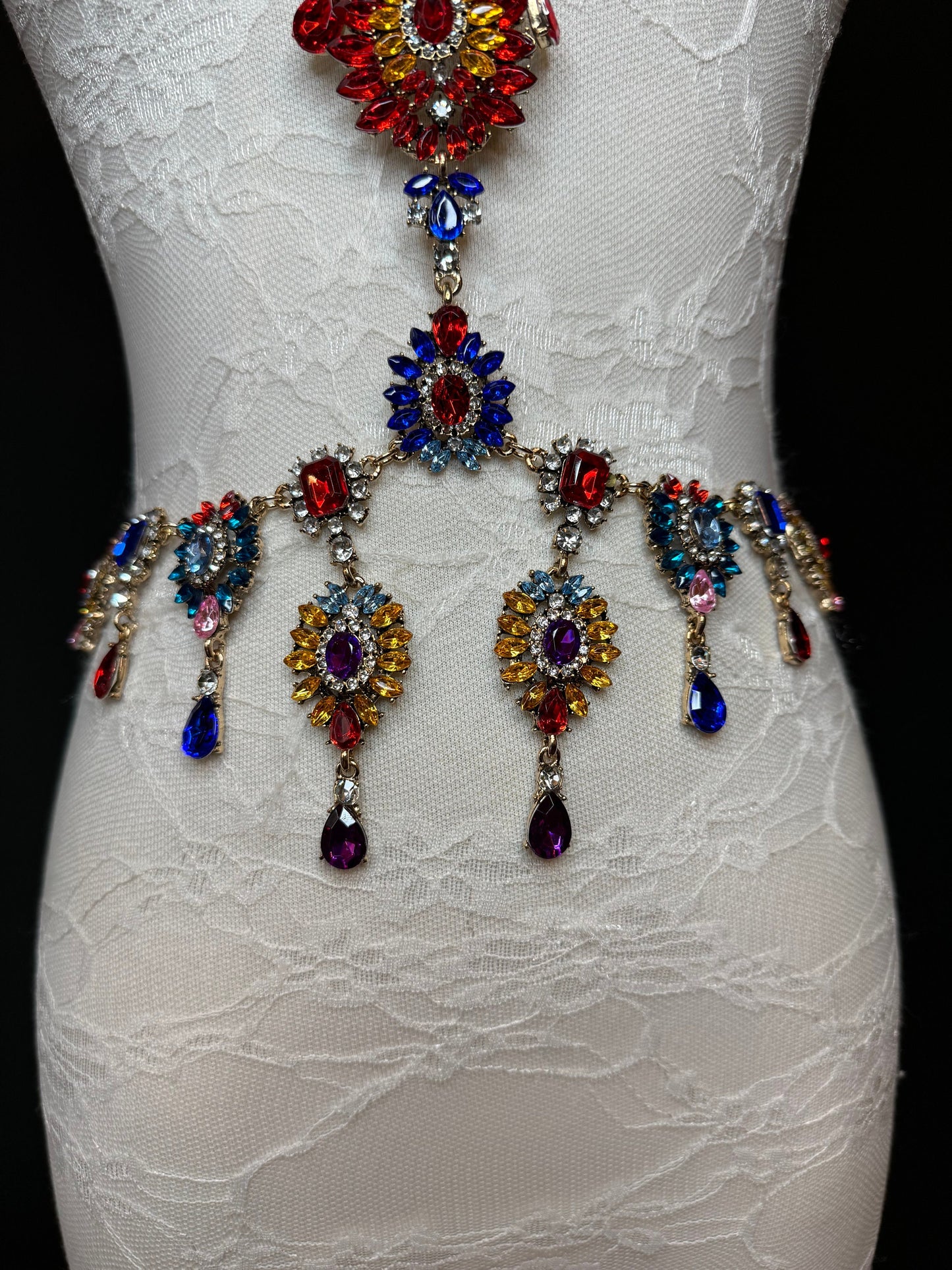 Rhinestone Body Chain, Diamanté Costume, Club Wear, Festival, Exclusive Design, Show Stopper Jewellery, Elegant Body Jewellery, FAN Design