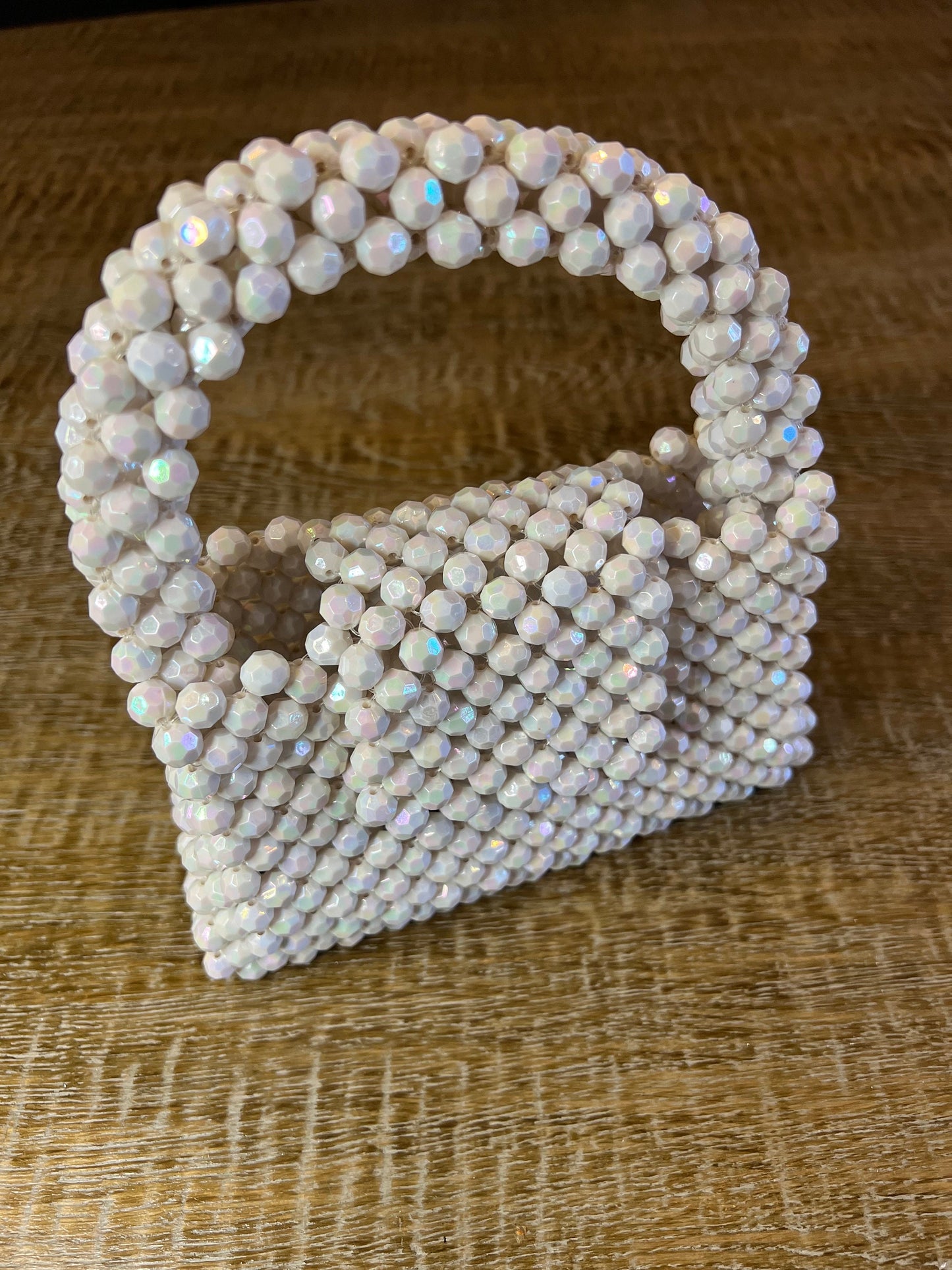 Handmade Faceted Crystal Beaded Handbag, Prom Accessory