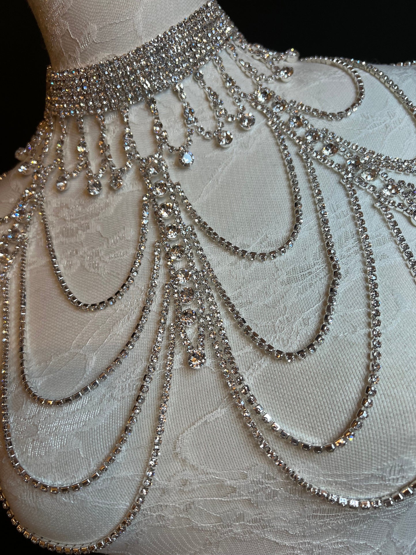 Rhinestone Body Chain, Gold, Silver, Diamanté Costume, Club Wear, Festival, Exclusive Design, Body Jewellery, FAN Design
