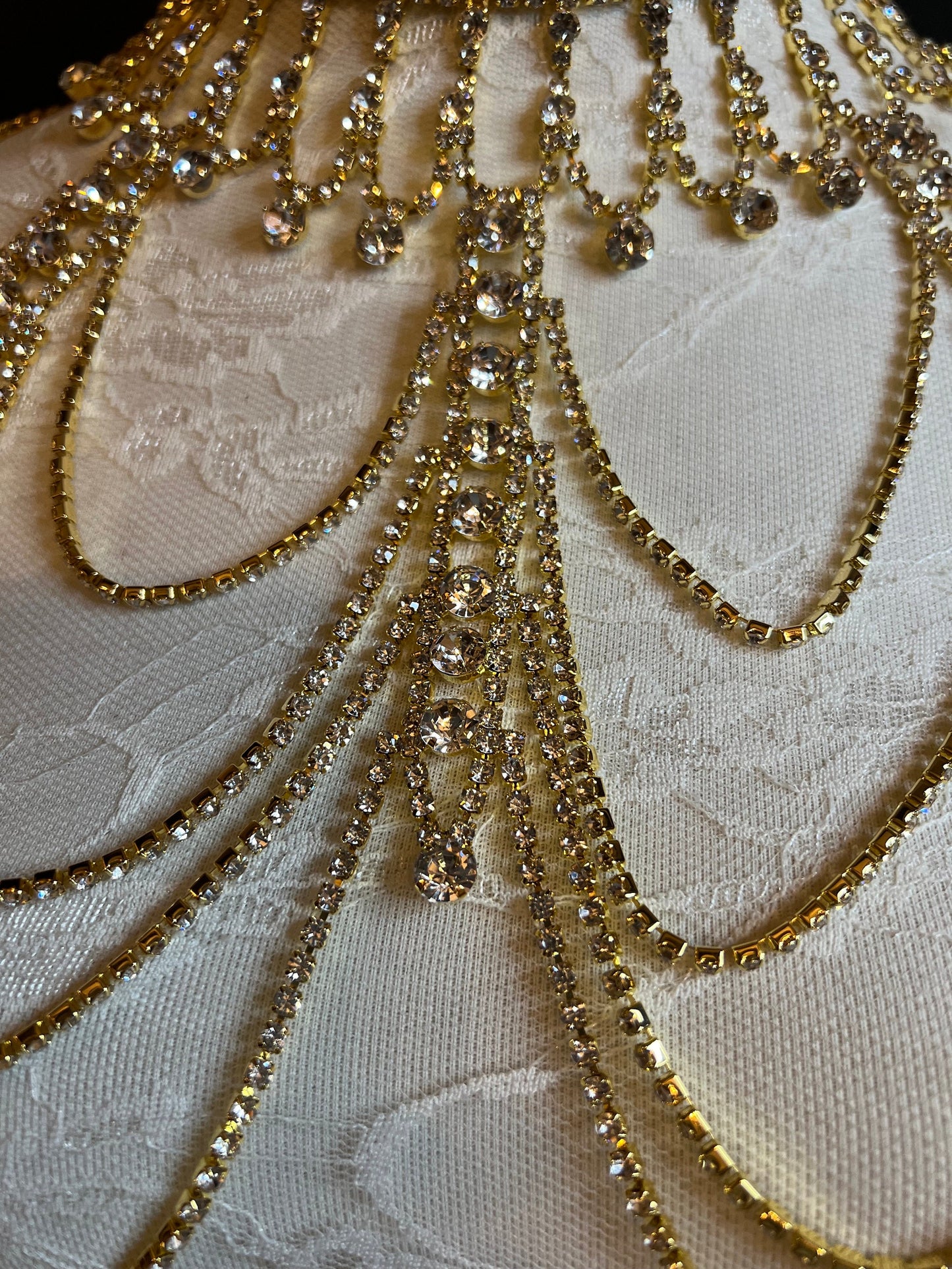 Rhinestone Body Chain, Gold, Silver, Diamanté Costume, Club Wear, Festival, Exclusive Design, Body Jewellery, FAN Design