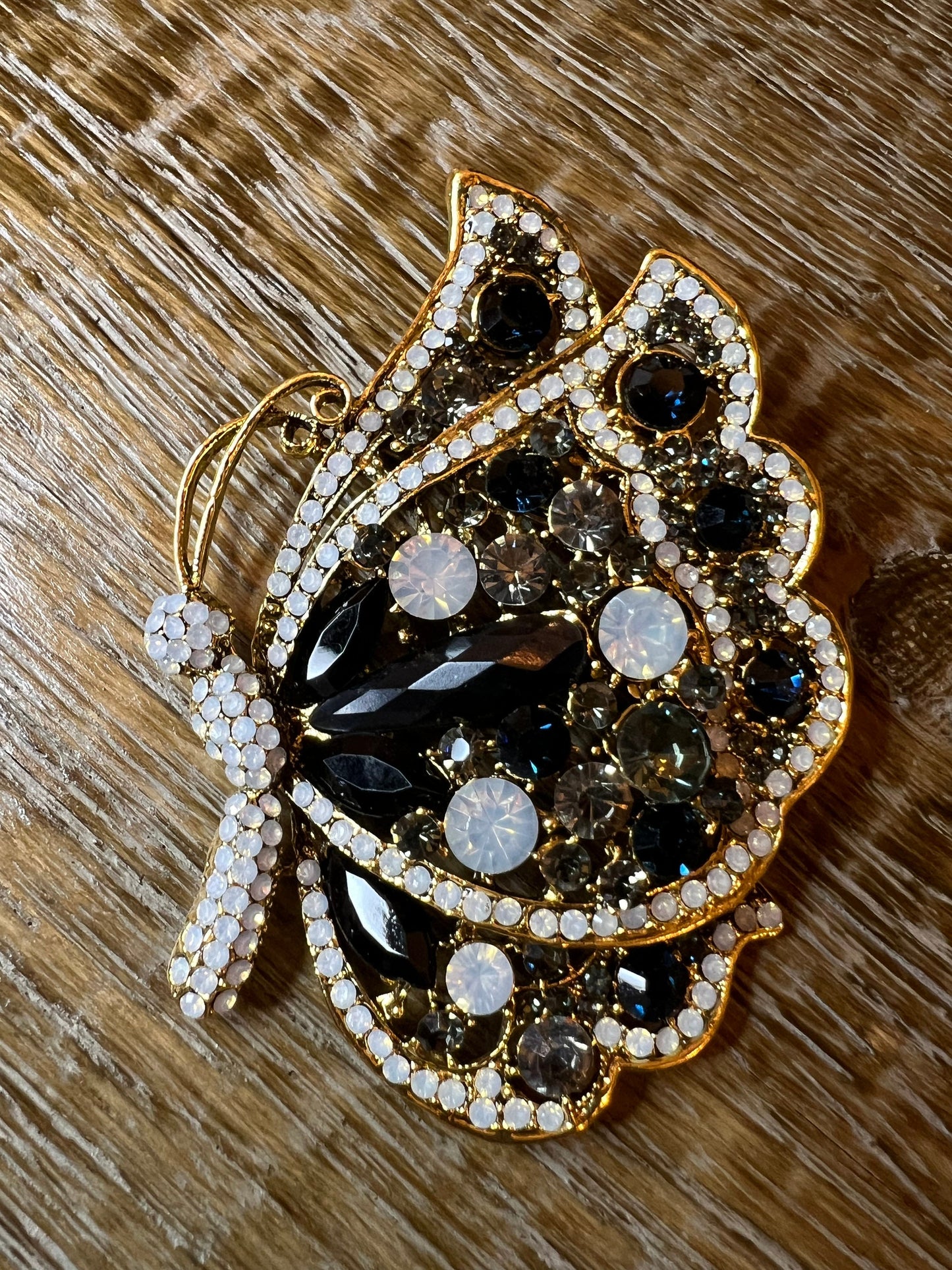 3” Butterfly Brooch Pin, White Black Navy, Gold Base, Pin on Brooch, Rhinestone Brooch, Colourful Brooch, Brooch, Gift, Dresses, 3”x2.5”