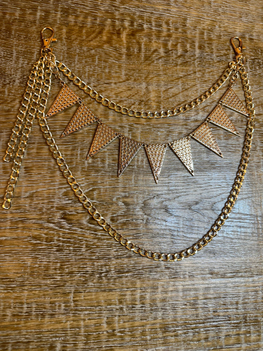 Jeans Chain, Layered Metal Chain, Punk, Rock, Fashion, Festival, Gold, Jean Chain, Bag Chain, Gift, Triangle Jean Chain