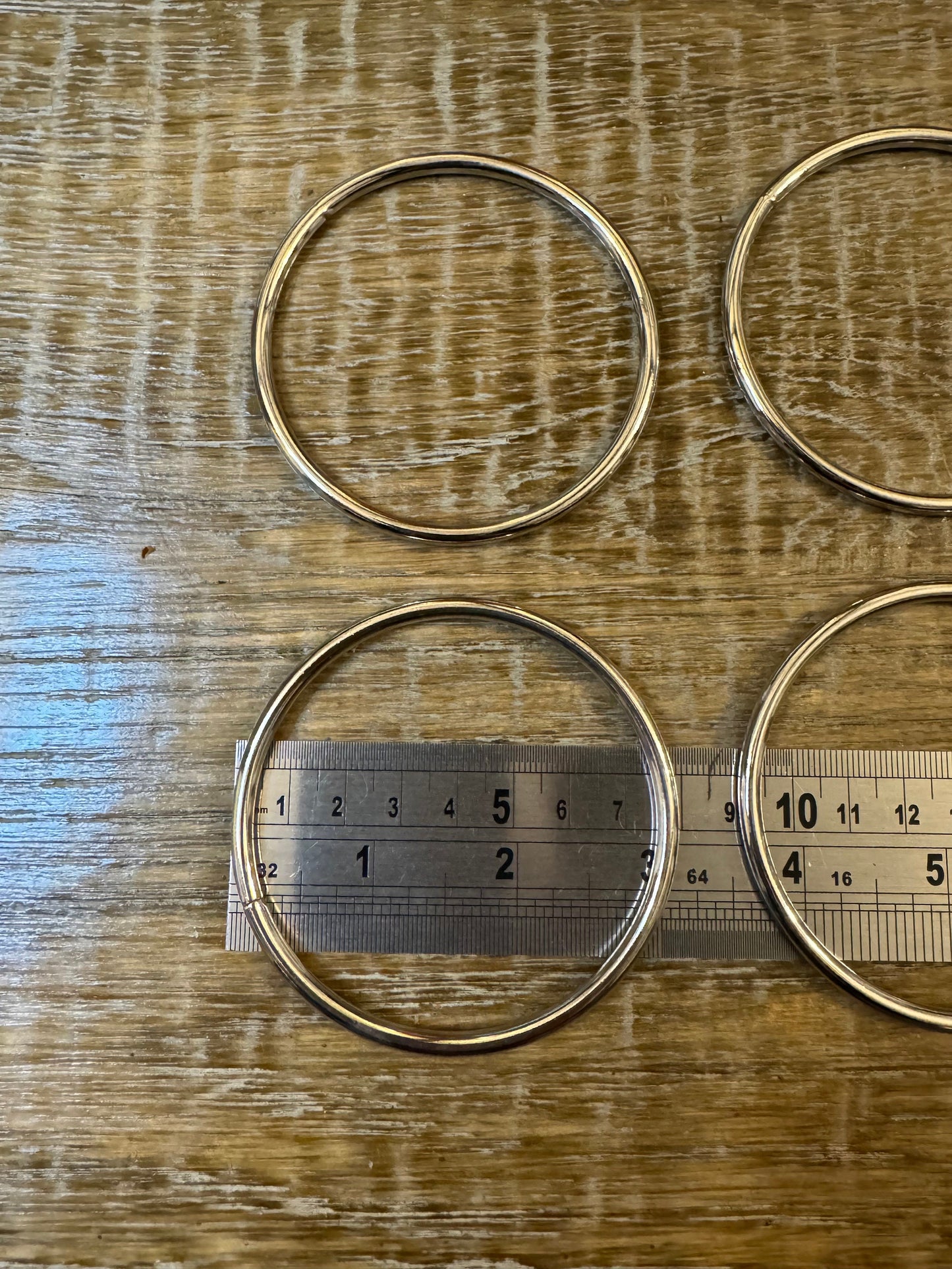 Rings, Metal Rings, Silver, Solid Metal Round Rings, clothing, swimwear, 8cm, 3 1/16” Metal Hoop Rings, Bags, Crafts, 0.5cm Thick Rim