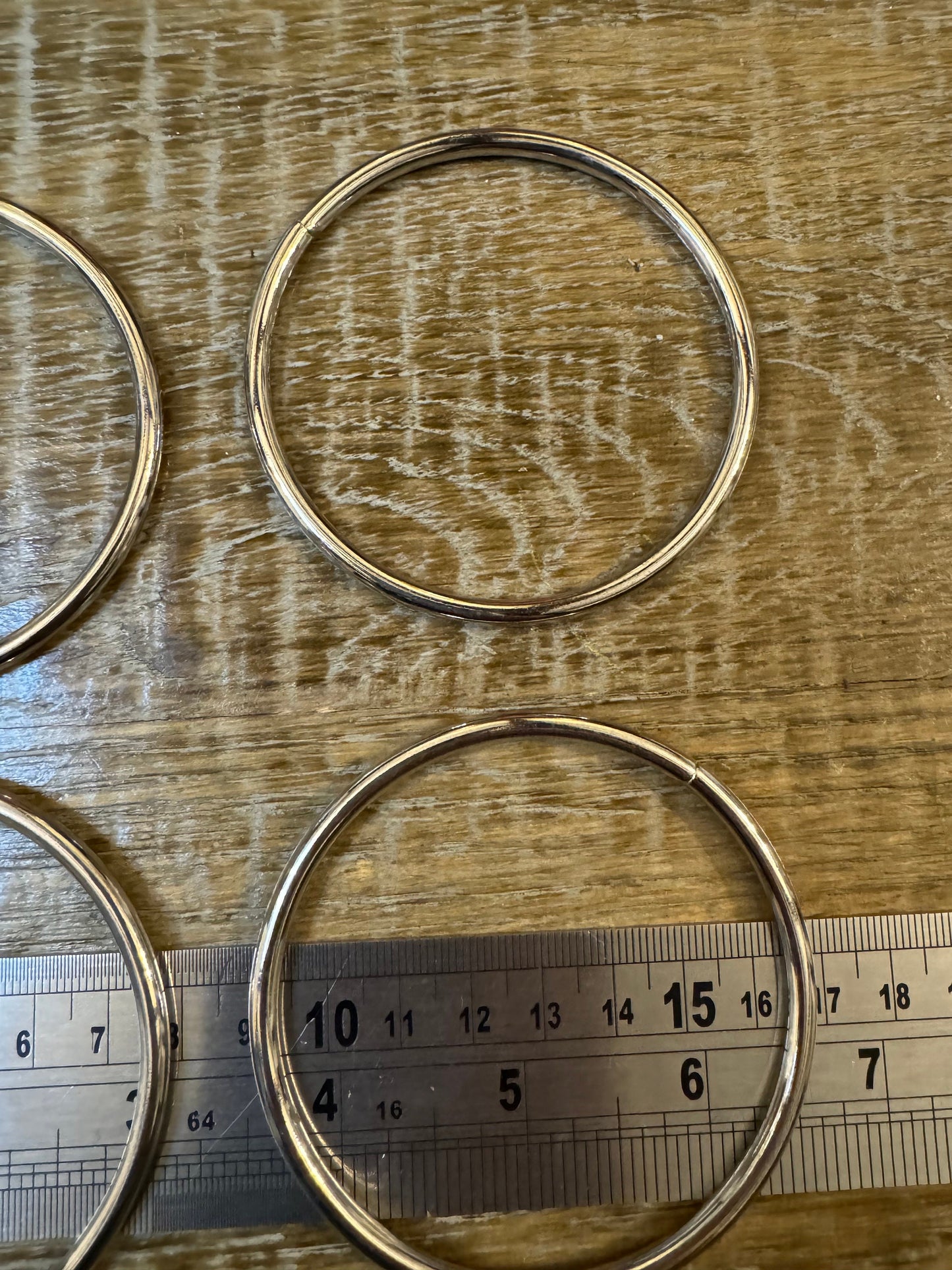 Rings, Metal Rings, Silver, Solid Metal Round Rings, clothing, swimwear, 8cm, 3 1/16” Metal Hoop Rings, Bags, Crafts, 0.5cm Thick Rim