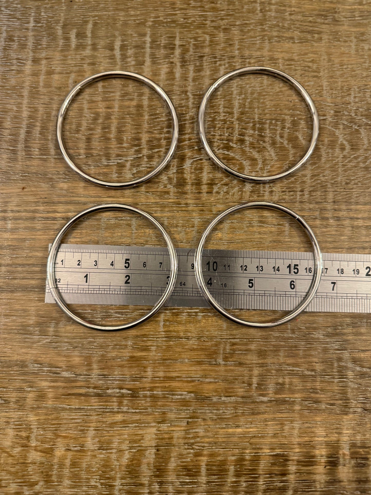 Rings, Metal Rings, Silver, Solid Metal Round Rings, clothing, swimwear, 8cm, 3 1/16” Metal Hoop Rings, Bags, Crafts, 0.5cm Thick Rim