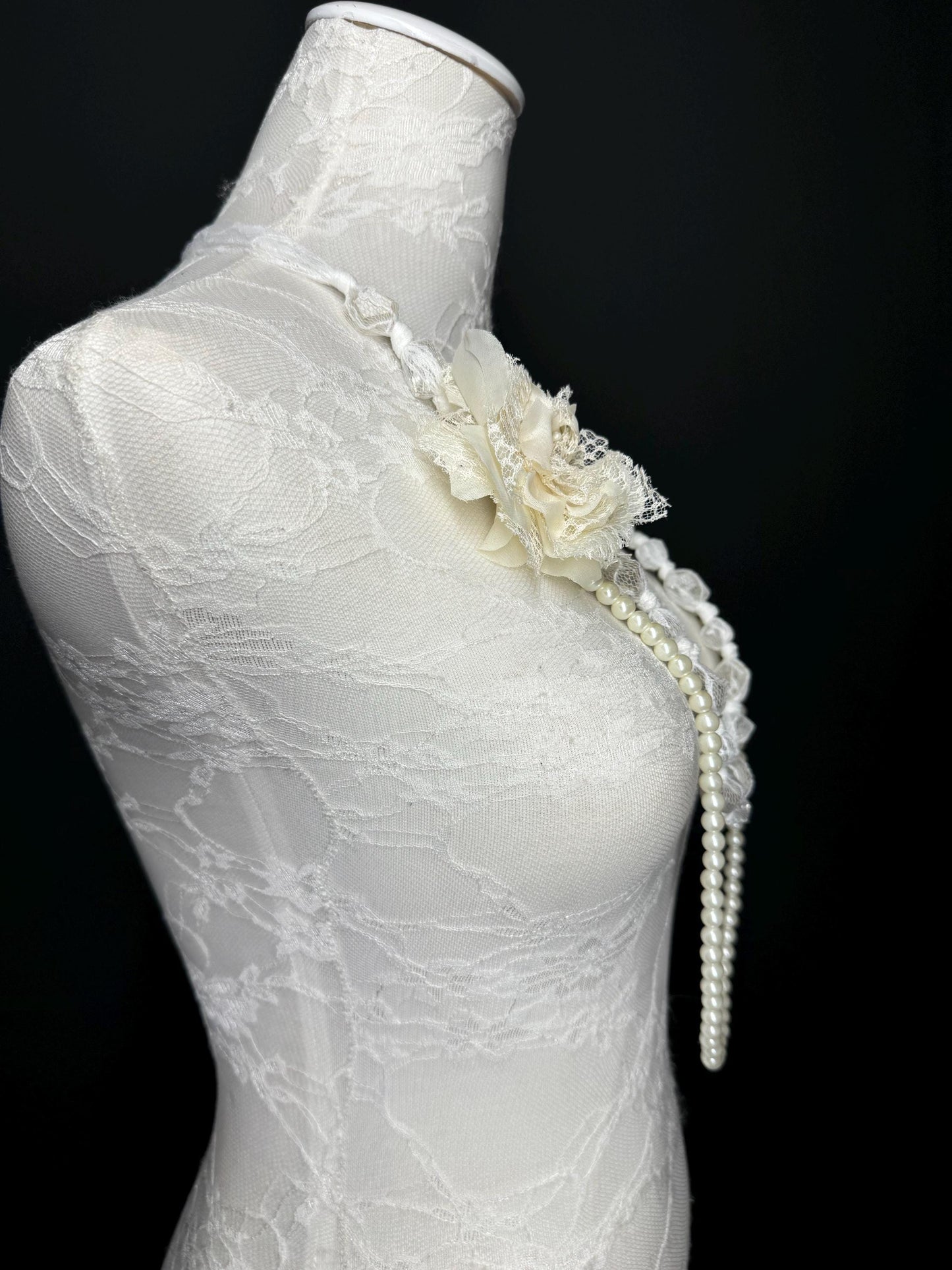 Pearl Lace Corsage Necklace, Elegant Couture Style Handmade Necklace, Pearls, Lace Necklace, Chic, Fashion, FAN Exclusive, Handmade