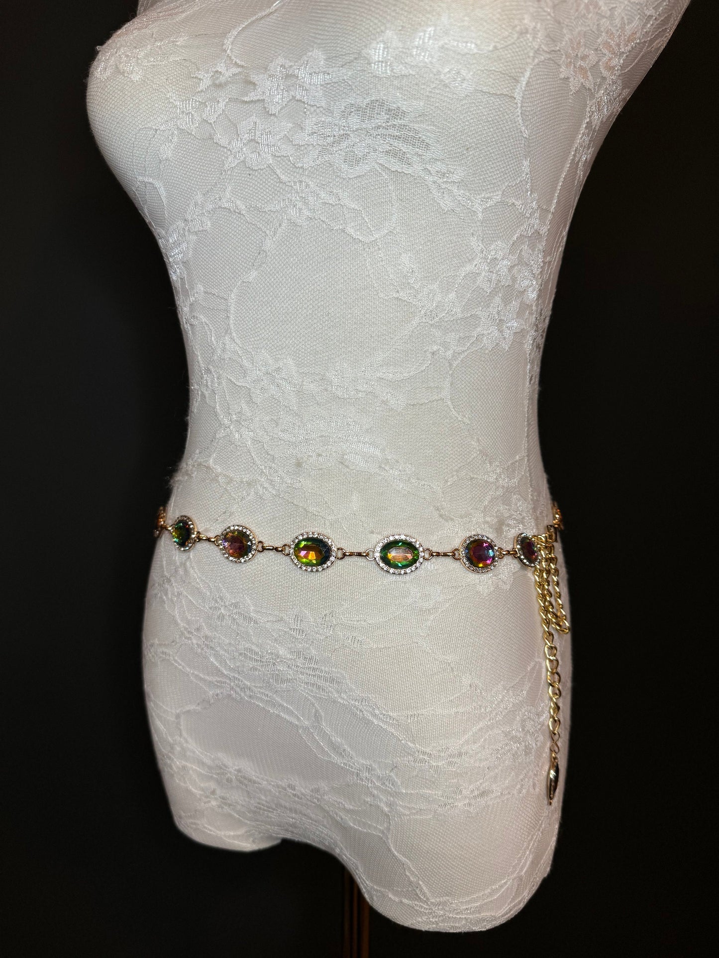X-Long Belt, Jewel Rhinestone Belt, Chain Belt, Vintage Style Belt, Diamante Belt, Fashion Belt, Gift, Quality Belt, Elegant, Swimwear Belt