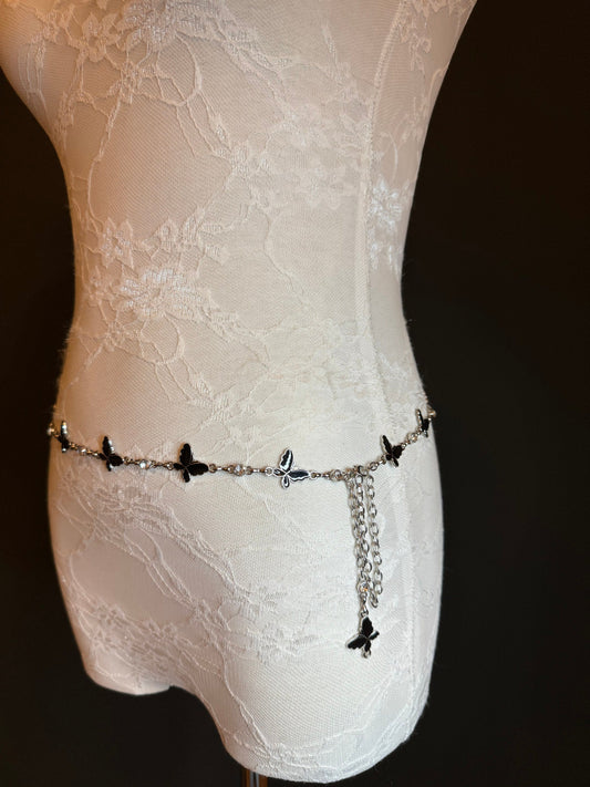 X-Long Belt, Butterfly Rhinestone Belt, Chain Belt, Vintage Style Belt, Diamante Belt, Fashion Belt, Gift, FAN Design Belt, Swimwear Belt