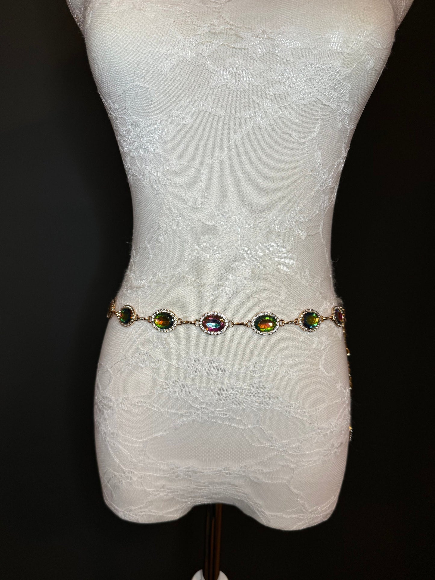 X-Long Belt, Jewel Rhinestone Belt, Chain Belt, Vintage Style Belt, Diamante Belt, Fashion Belt, Gift, Quality Belt, Elegant, Swimwear Belt