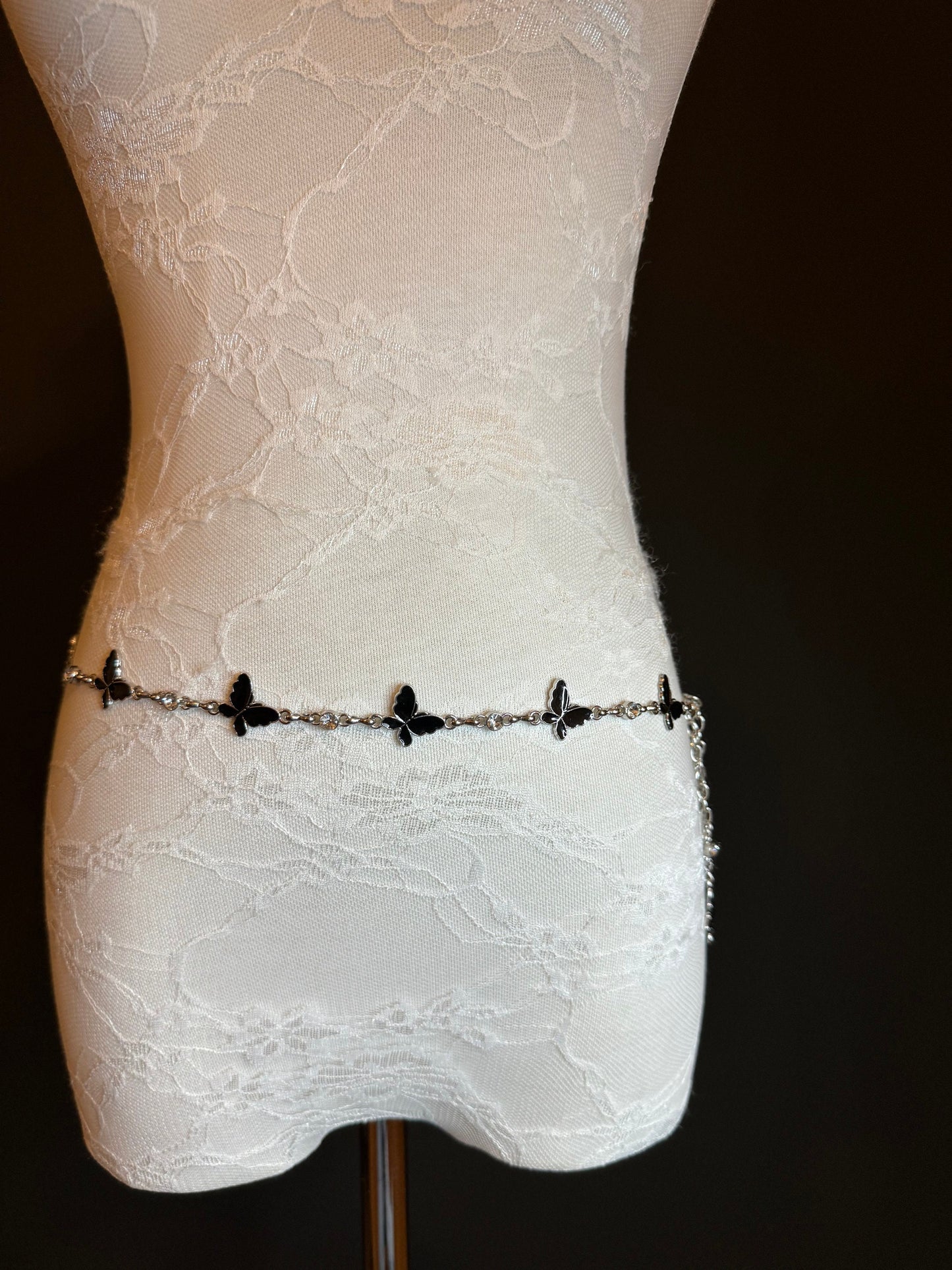 X-Long Belt, Butterfly Rhinestone Belt, Chain Belt, Vintage Style Belt, Diamante Belt, Fashion Belt, Gift, FAN Design Belt, Swimwear Belt