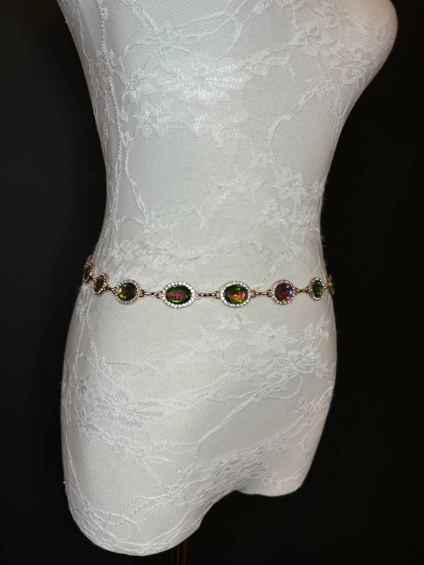 X-Long Belt, Jewel Rhinestone Belt, Chain Belt, Vintage Style Belt, Diamante Belt, Fashion Belt, Gift, Quality Belt, Elegant, Swimwear Belt