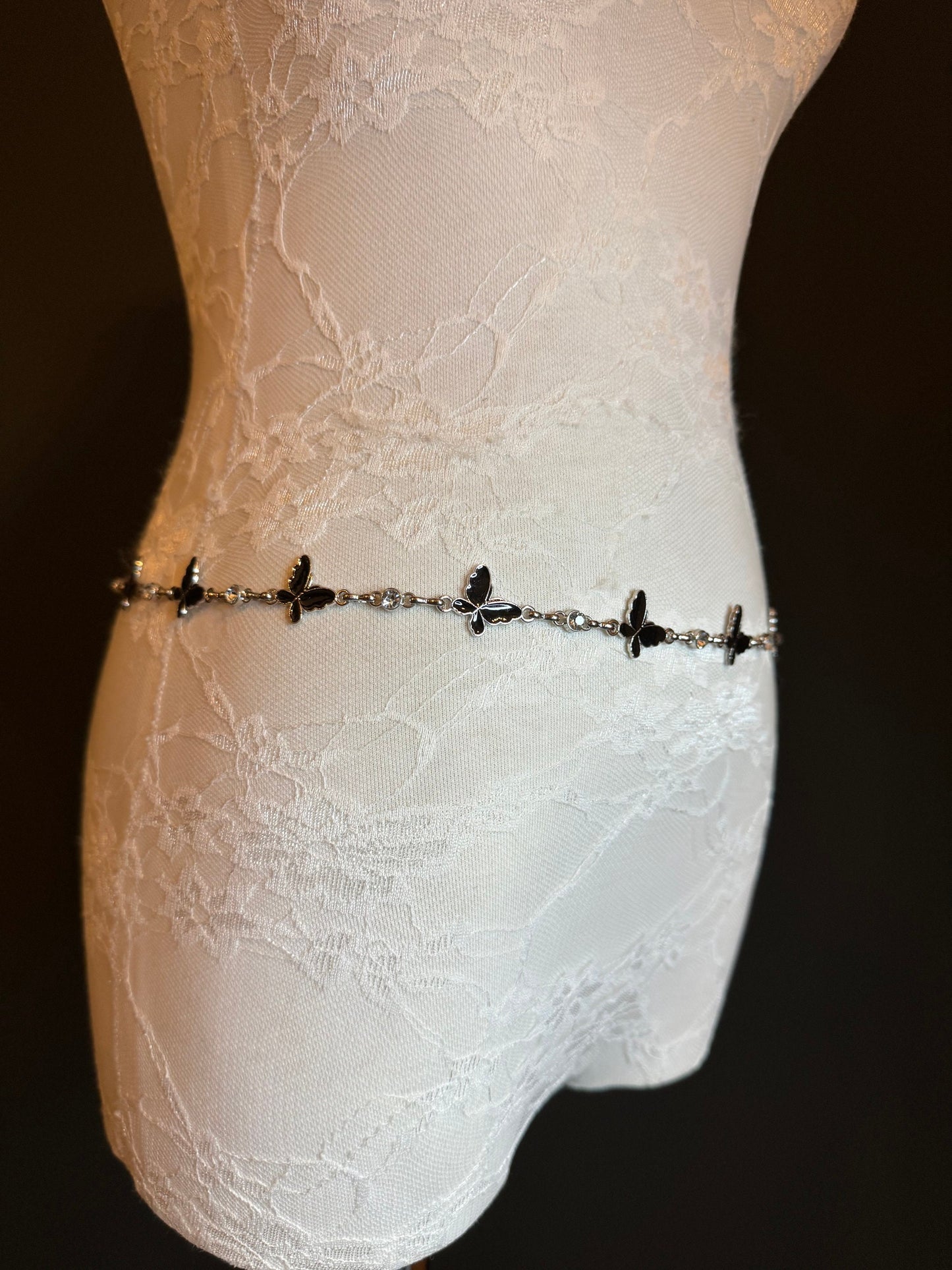 X-Long Belt, Butterfly Rhinestone Belt, Chain Belt, Vintage Style Belt, Diamante Belt, Fashion Belt, Gift, FAN Design Belt, Swimwear Belt