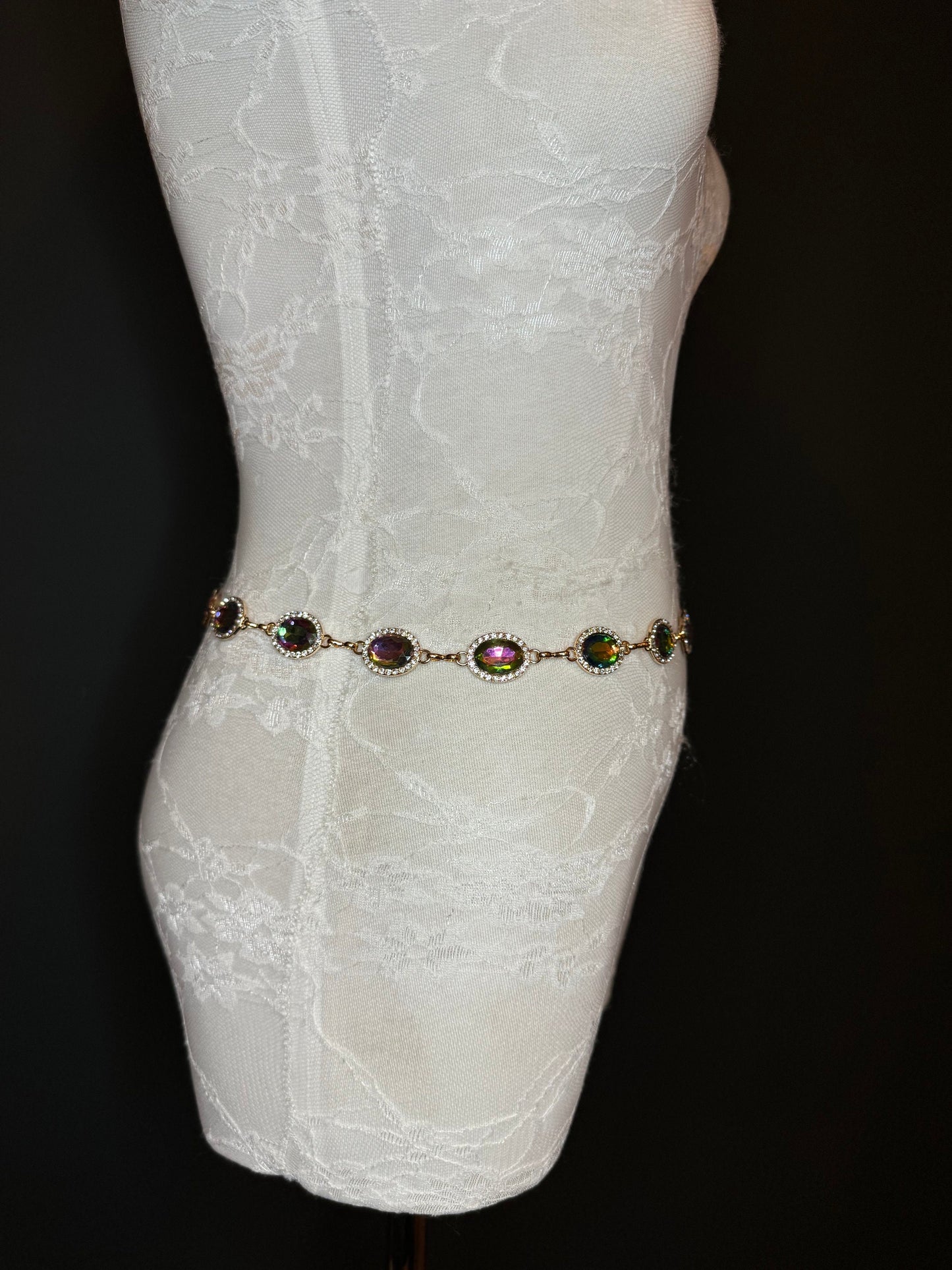 X-Long Belt, Jewel Rhinestone Belt, Chain Belt, Vintage Style Belt, Diamante Belt, Fashion Belt, Gift, Quality Belt, Elegant, Swimwear Belt