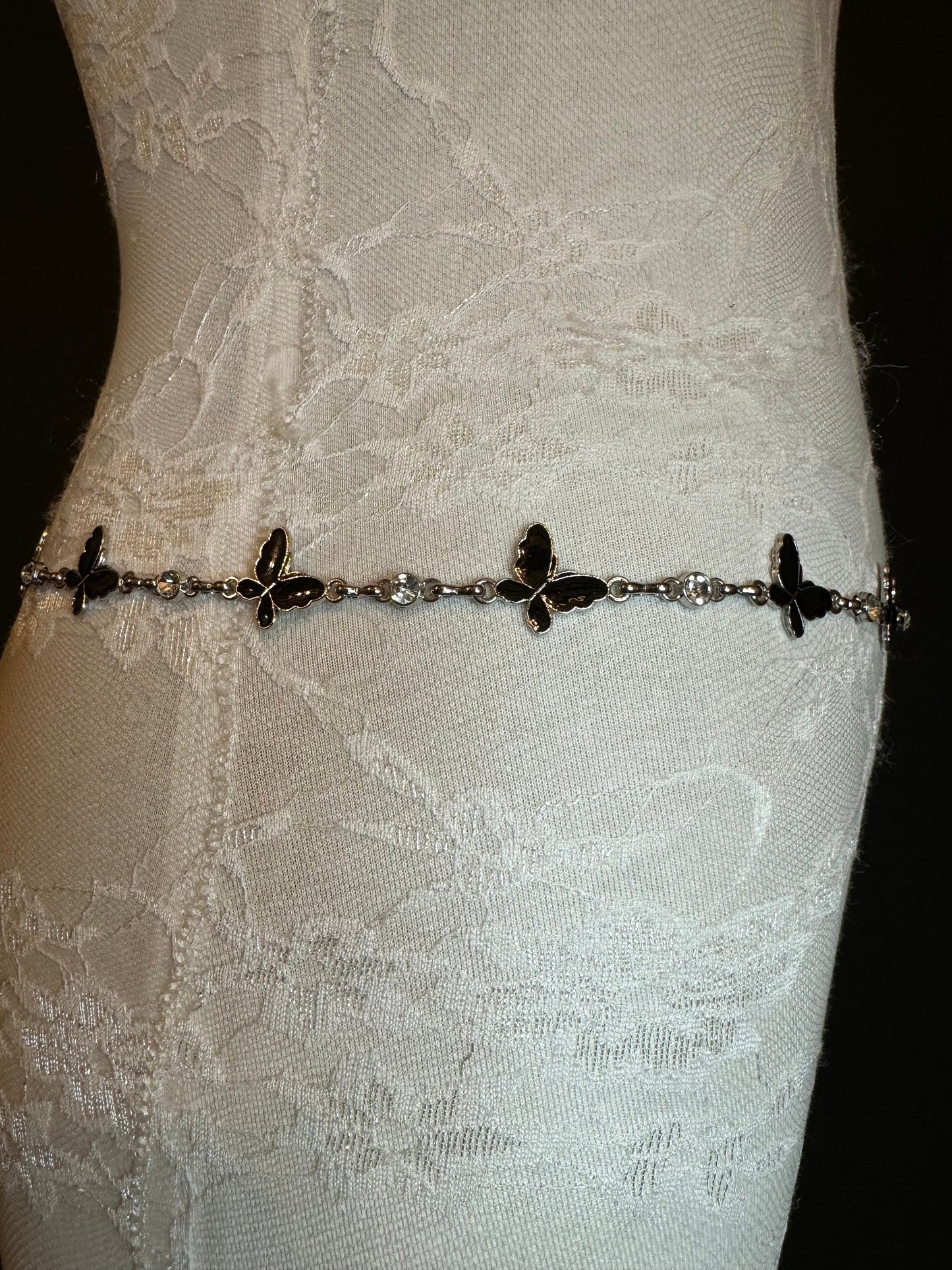 X-Long Belt, Butterfly Rhinestone Belt, Chain Belt, Vintage Style Belt, Diamante Belt, Fashion Belt, Gift, FAN Design Belt, Swimwear Belt