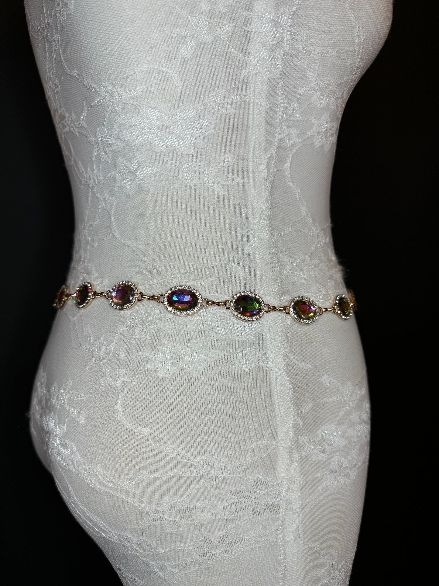 X-Long Belt, Jewel Rhinestone Belt, Chain Belt, Vintage Style Belt, Diamante Belt, Fashion Belt, Gift, Quality Belt, Elegant, Swimwear Belt