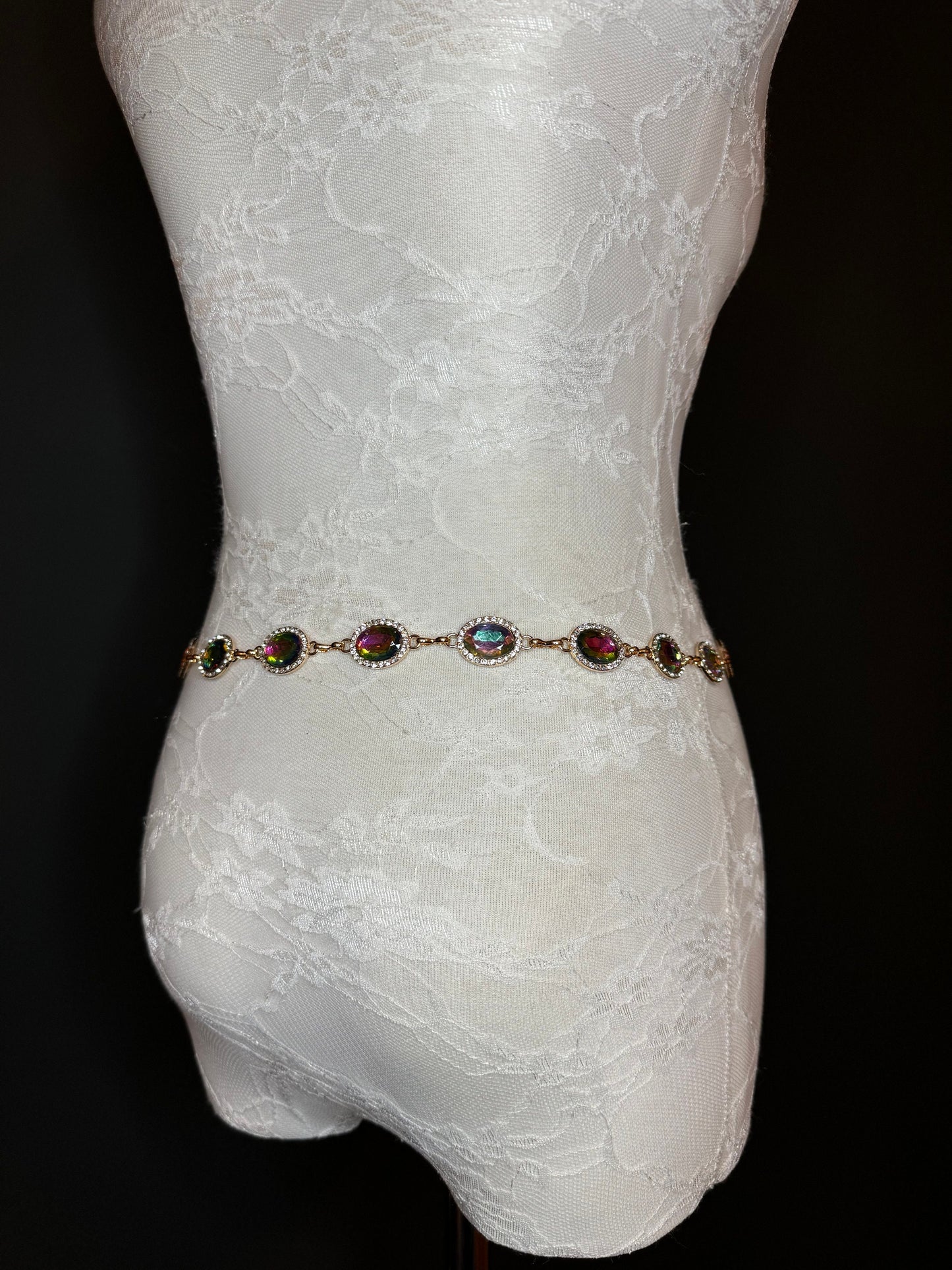 X-Long Belt, Jewel Rhinestone Belt, Chain Belt, Vintage Style Belt, Diamante Belt, Fashion Belt, Gift, Quality Belt, Elegant, Swimwear Belt