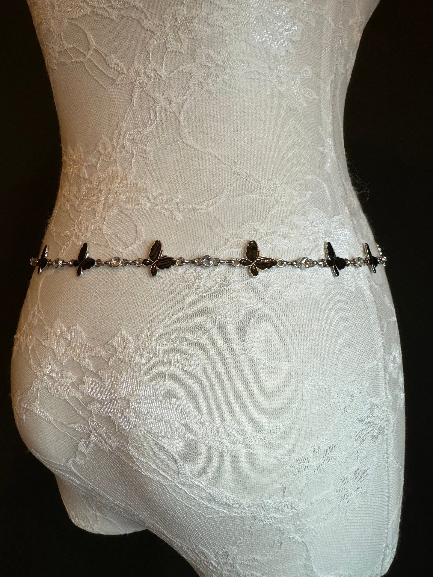X-Long Belt, Butterfly Rhinestone Belt, Chain Belt, Vintage Style Belt, Diamante Belt, Fashion Belt, Gift, FAN Design Belt, Swimwear Belt