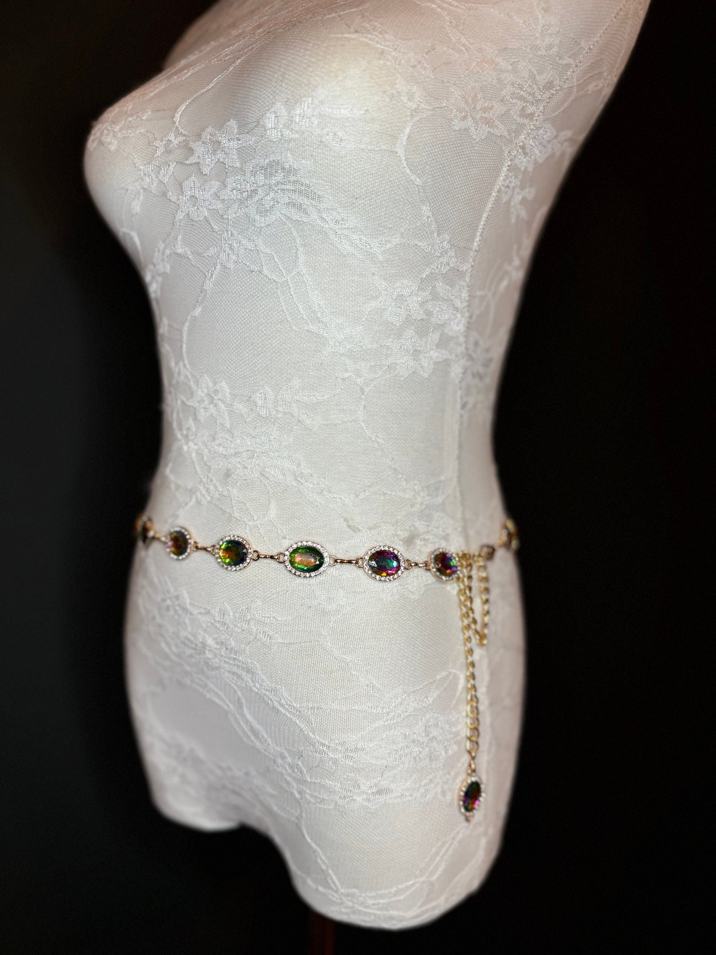 X-Long Belt, Jewel Rhinestone Belt, Chain Belt, Vintage Style Belt, Diamante Belt, Fashion Belt, Gift, Quality Belt, Elegant, Swimwear Belt