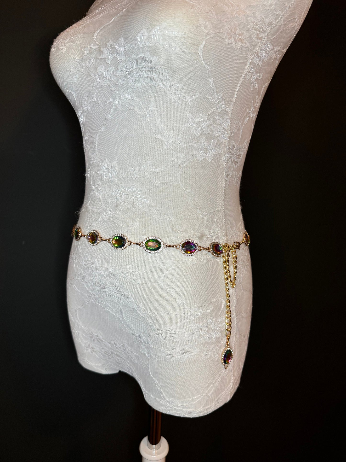 X-Long Belt, Jewel Rhinestone Belt, Chain Belt, Vintage Style Belt, Diamante Belt, Fashion Belt, Gift, Quality Belt, Elegant, Swimwear Belt