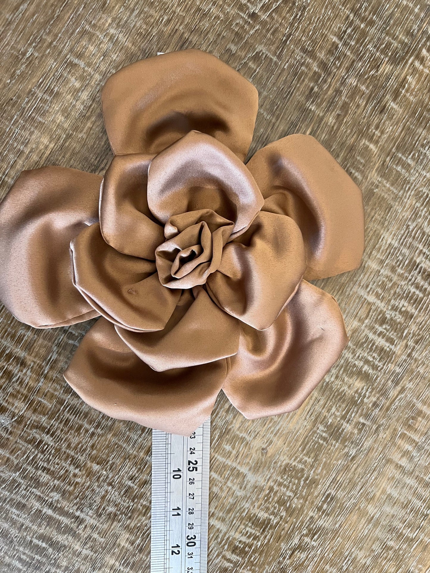 Large 3D Corsage Flower, Brown, 9” Wide, 27cm, Pin on Corsage, Bridal, Clothing, Dress, Hat, Accessory, FAN Design