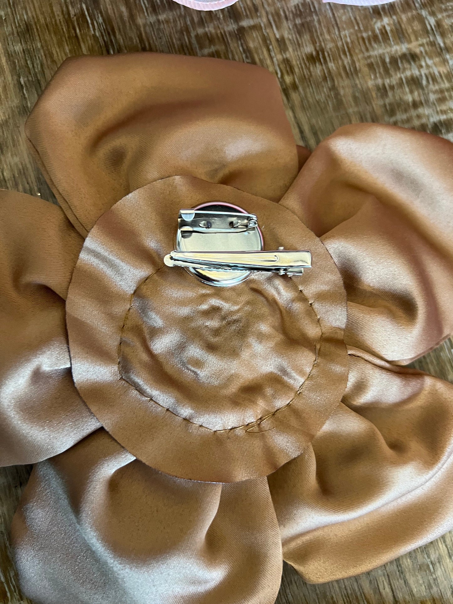 Large 3D Corsage Flower, Brown, 9” Wide, 27cm, Pin on Corsage, Bridal, Clothing, Dress, Hat, Accessory, FAN Design