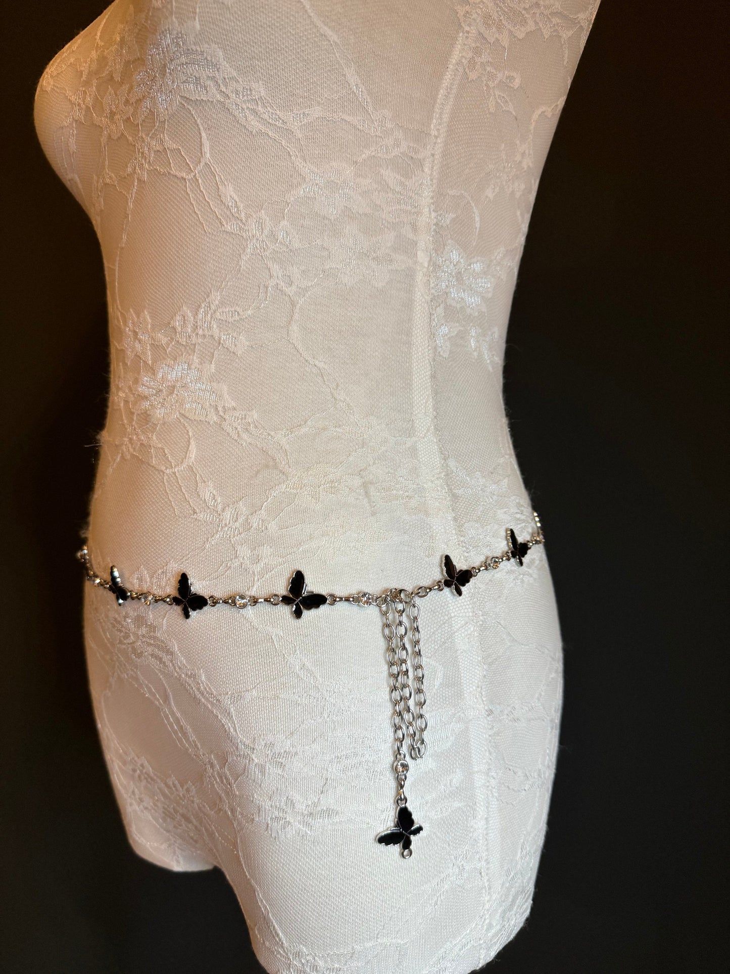 X-Long Belt, Butterfly Rhinestone Belt, Chain Belt, Vintage Style Belt, Diamante Belt, Fashion Belt, Gift, FAN Design Belt, Swimwear Belt