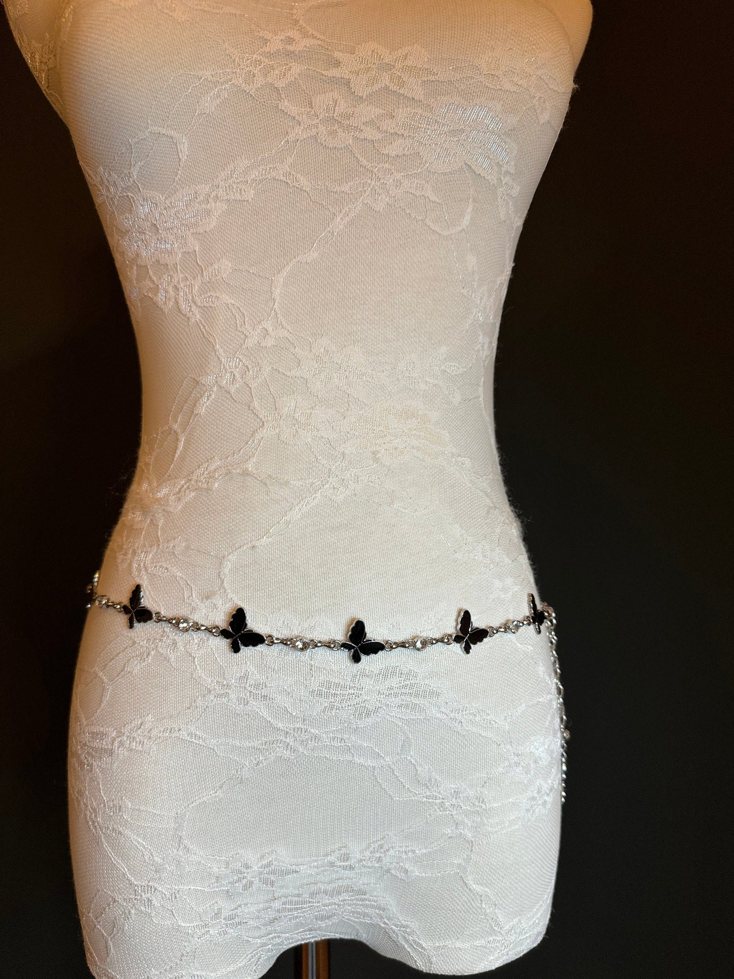 X-Long Belt, Butterfly Rhinestone Belt, Chain Belt, Vintage Style Belt, Diamante Belt, Fashion Belt, Gift, FAN Design Belt, Swimwear Belt