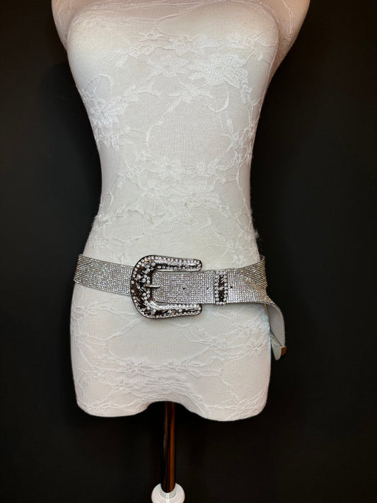 Rhinestone Belt, Diamanté Belt, Small, Medium, Large, Jeans Belt, Fan Design, Fan Collection, Silver Jewel Belt, Fashion Accessory, 1.5”Wide