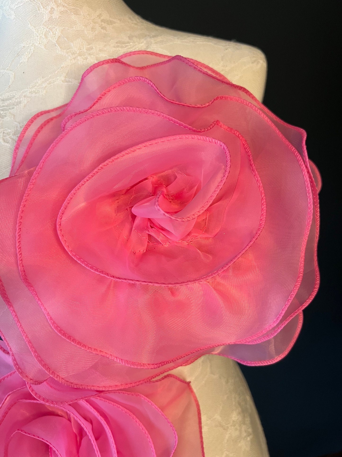 Large 3D Corsage Flower, Pink, 10” Wide, Pin on Corsage, Bridal, Clothing, Dress, Hat, Accessory, FAN Design