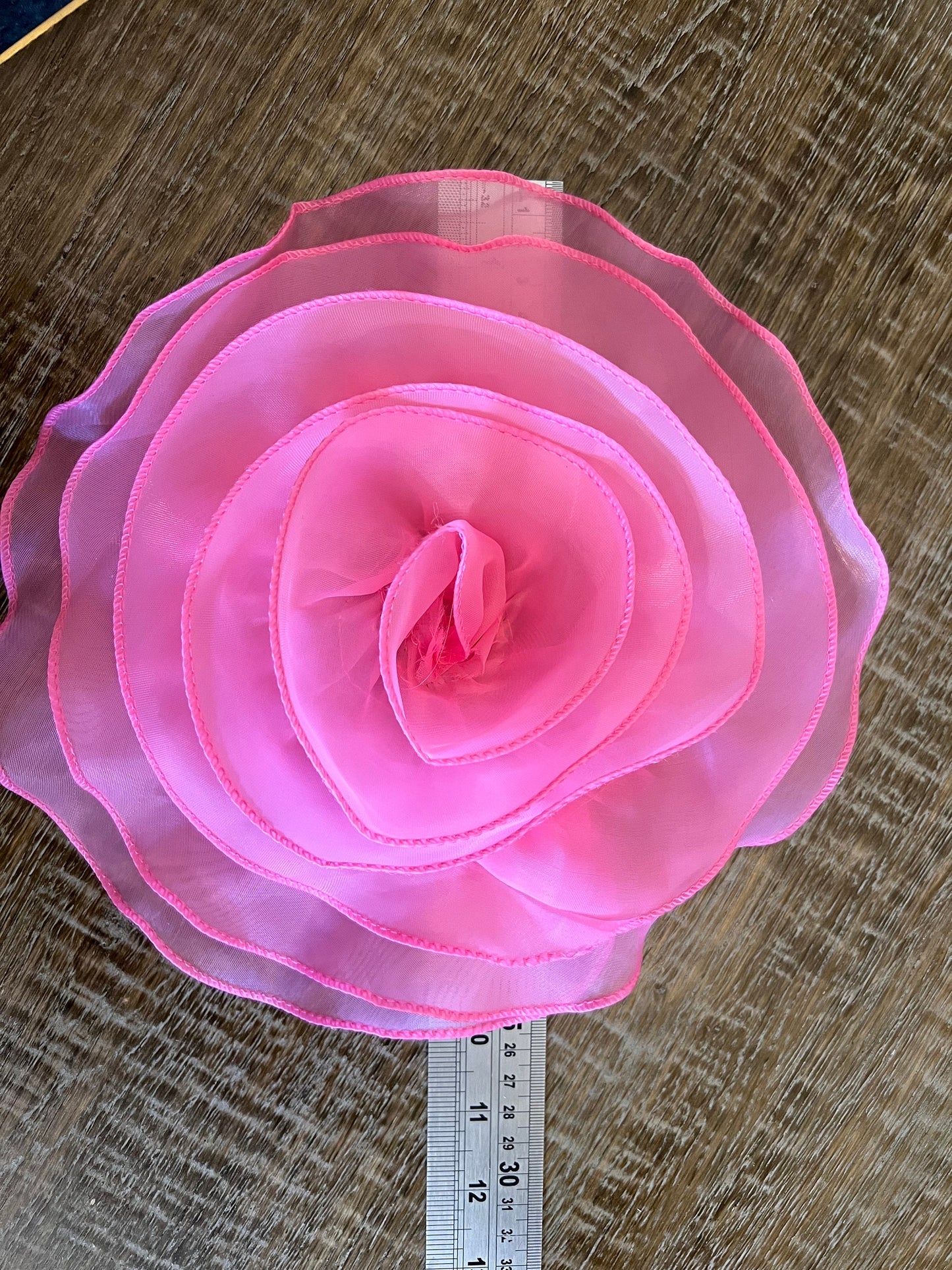 Large 3D Corsage Flower, Pink, 10” Wide, Pin on Corsage, Bridal, Clothing, Dress, Hat, Accessory, FAN Design