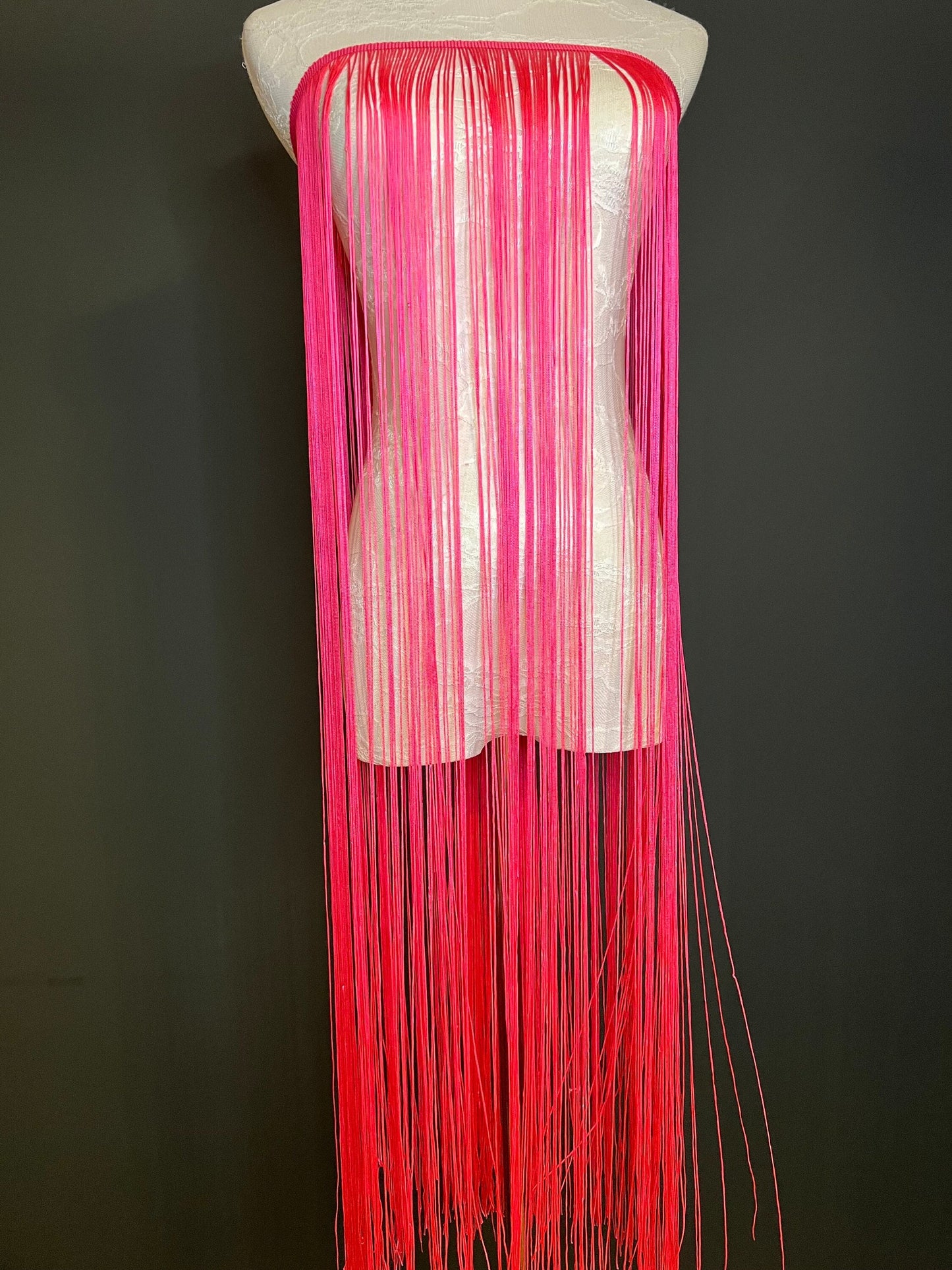 40" 100cm Wide Dense Fringe Trim, Fluorescent Pink, 27 Colours Available