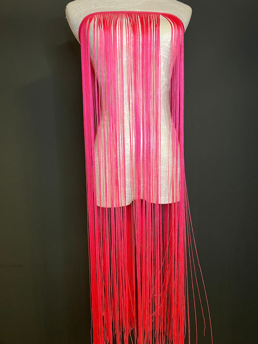 40" 100cm Wide Dense Fringe Trim, Fluorescent Pink, 27 Colours Available