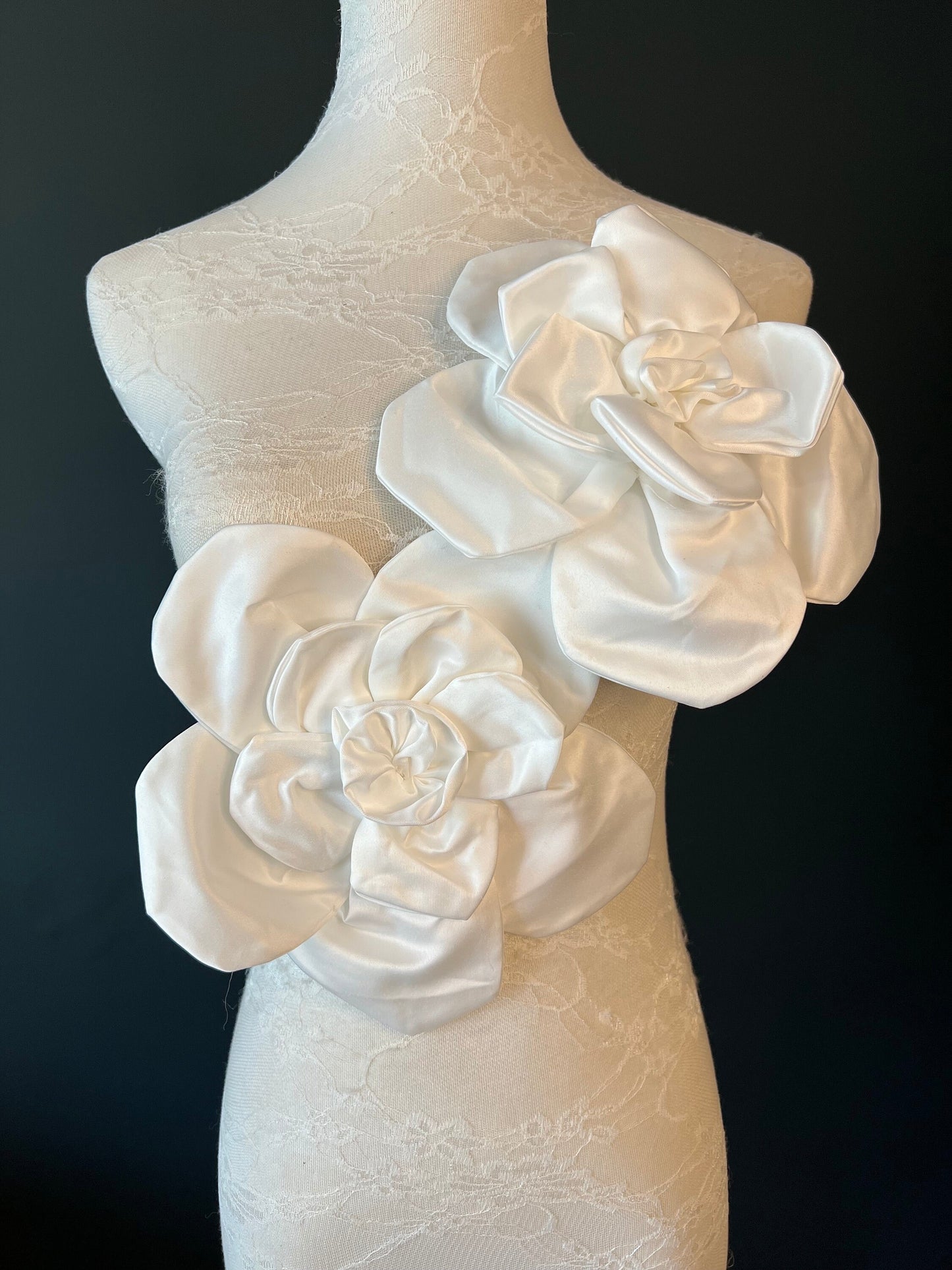 Large 3D Corsage Flower, Ivory, 9” Wide, 27cm, Pin on Corsage, Bridal, Clothing, Dress, Hat, Accessory, FAN Design