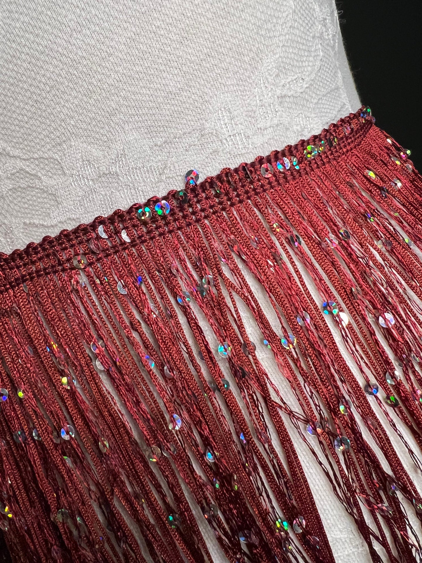 Fringe, Fringe With Sequins, Sequinned,  Sequin Fringe, Dance, Costumes, Fashion, Party, Dress Fringe, 20cm, 8 inch, 12 Colours, Rust