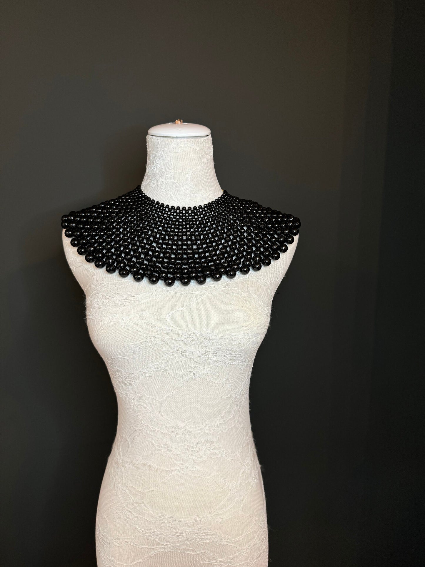 Beaded Shoulder Necklace, Vintage Style Wedding Shoulder Jewellery, Beaded Body Jewellery, Statement Neckpiece, Black, Red, FAN Design