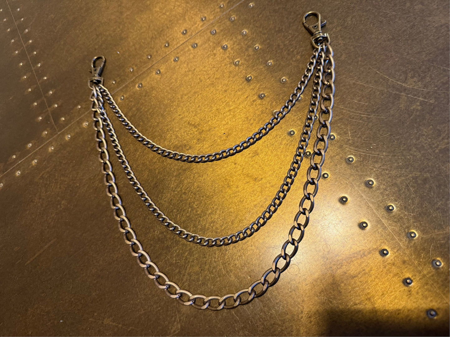 Antique Brass Layered Jeans Chains, 6 Sizes