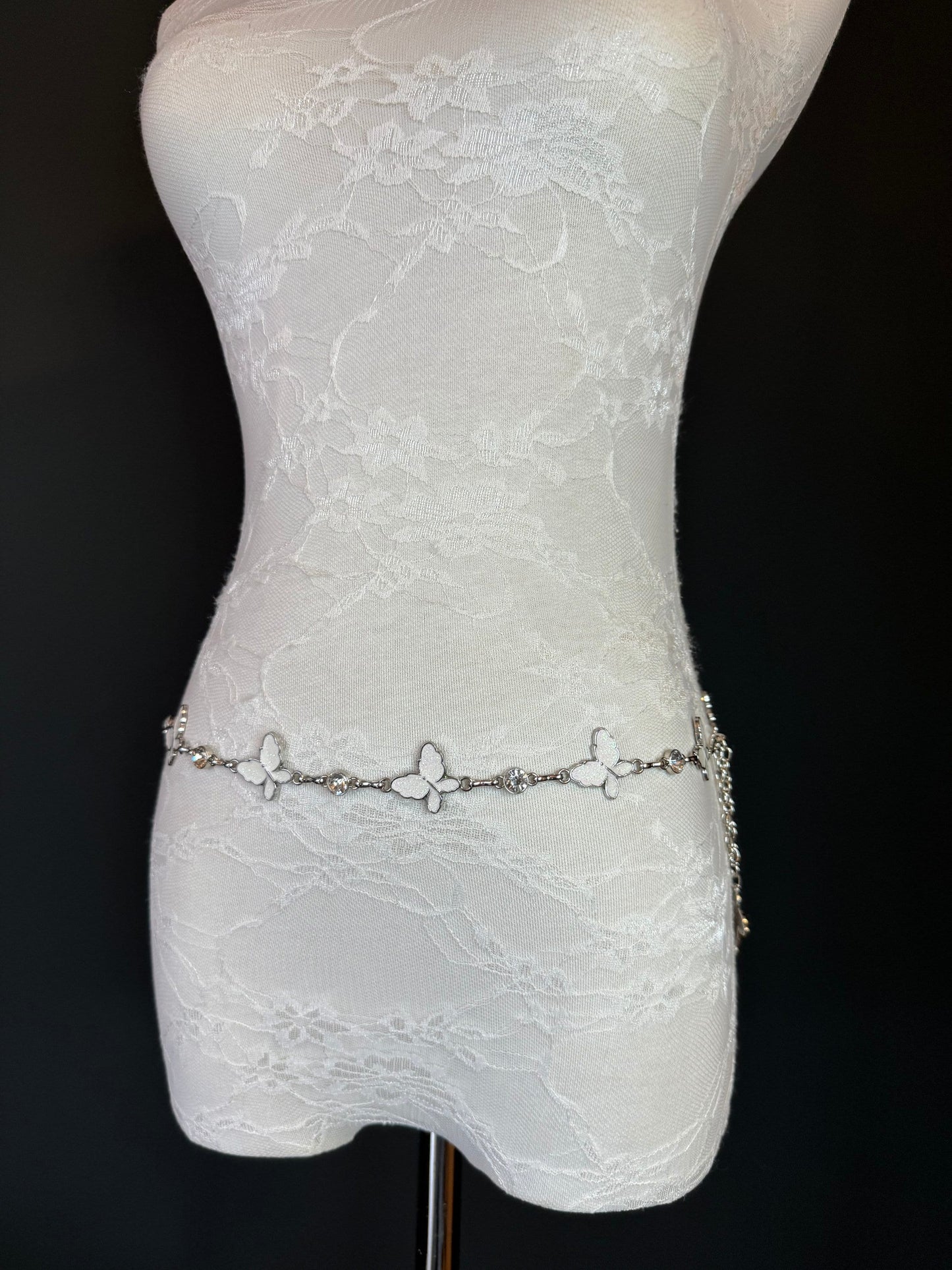 X-long Belt, Butterfly Silver Colour Metal Belt, Teen Sizes, Size 18”-60”, Fan Design, Fan Collection, Gift, Fashion Accessory, Swimwear